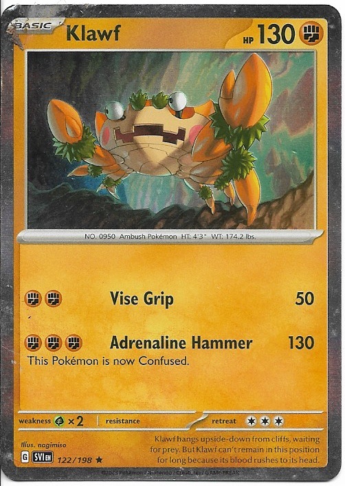 Pokemon Klawf 122/198 Scarlet & Violet Base Holo DMG