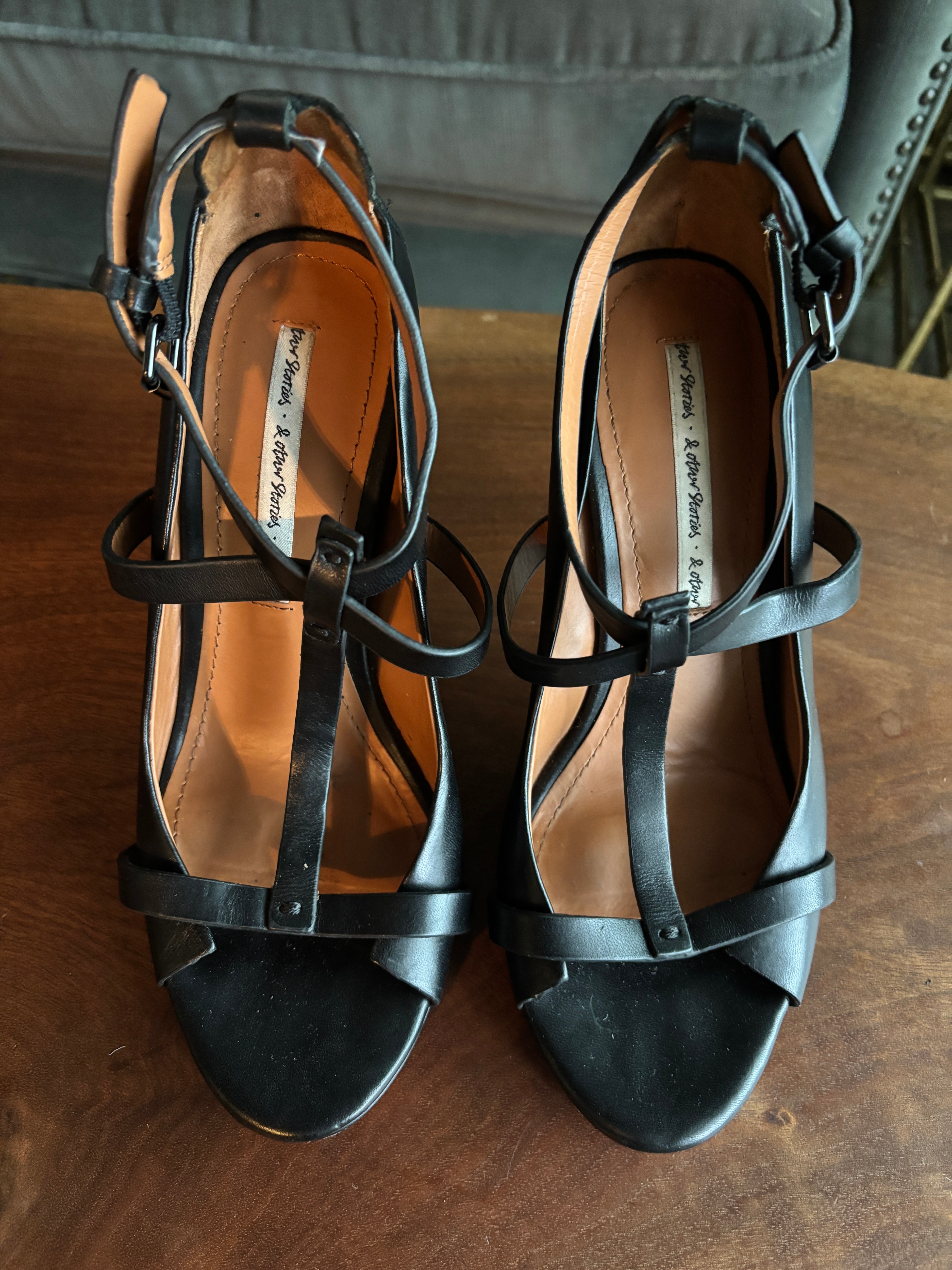 &OtherStories Black Leather Cage Platform Heels - 37 EU / 6.5 US - photo 2