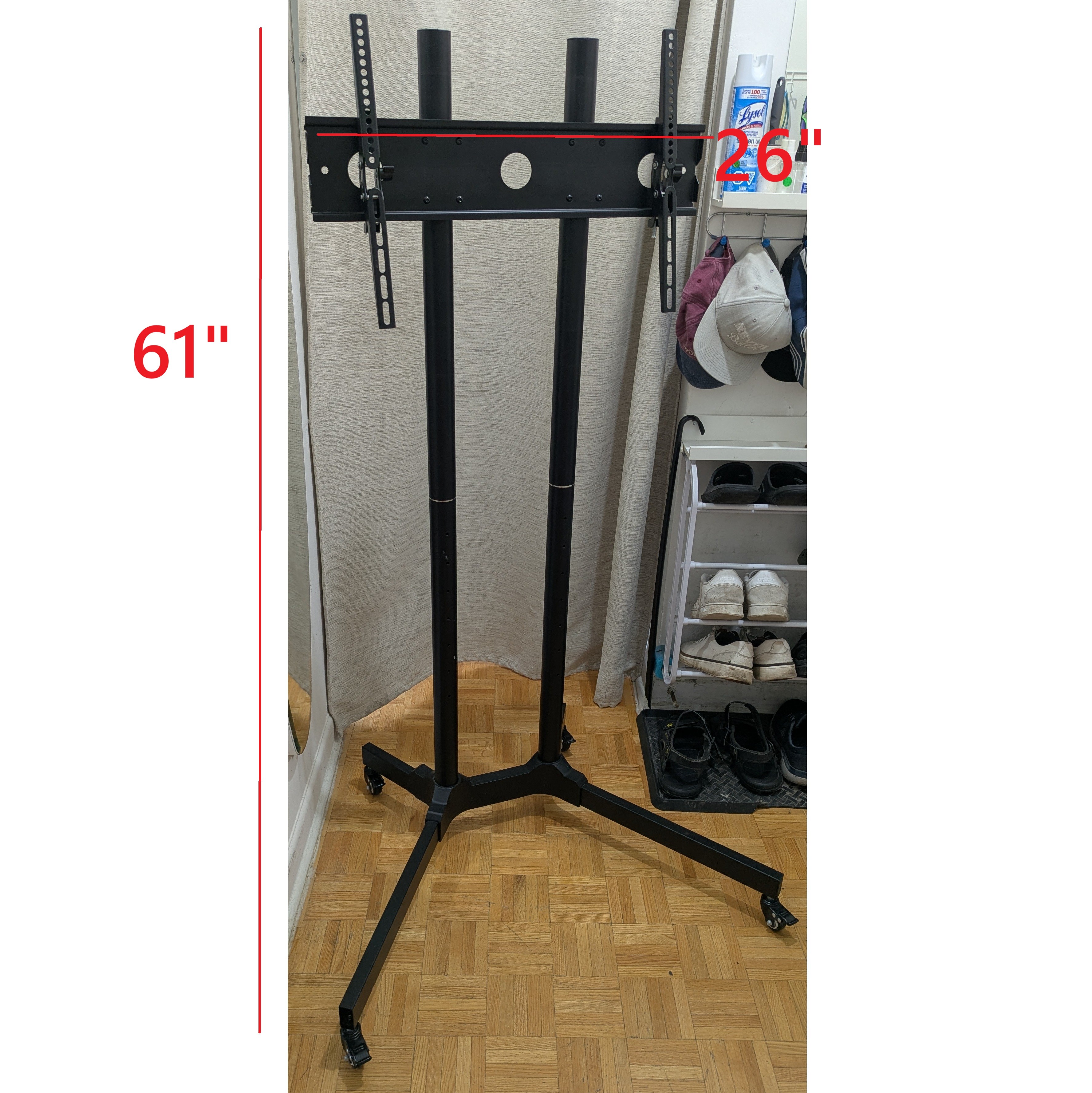 Adjustable Rolling TV Monitor Stand Cart Mobile Mount on Wheels