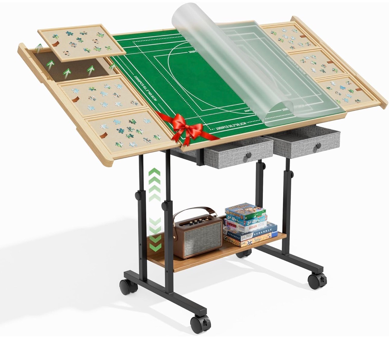 Jigsaw Puzzle Table 1500 Pieces Tilting Board Adjustable Height