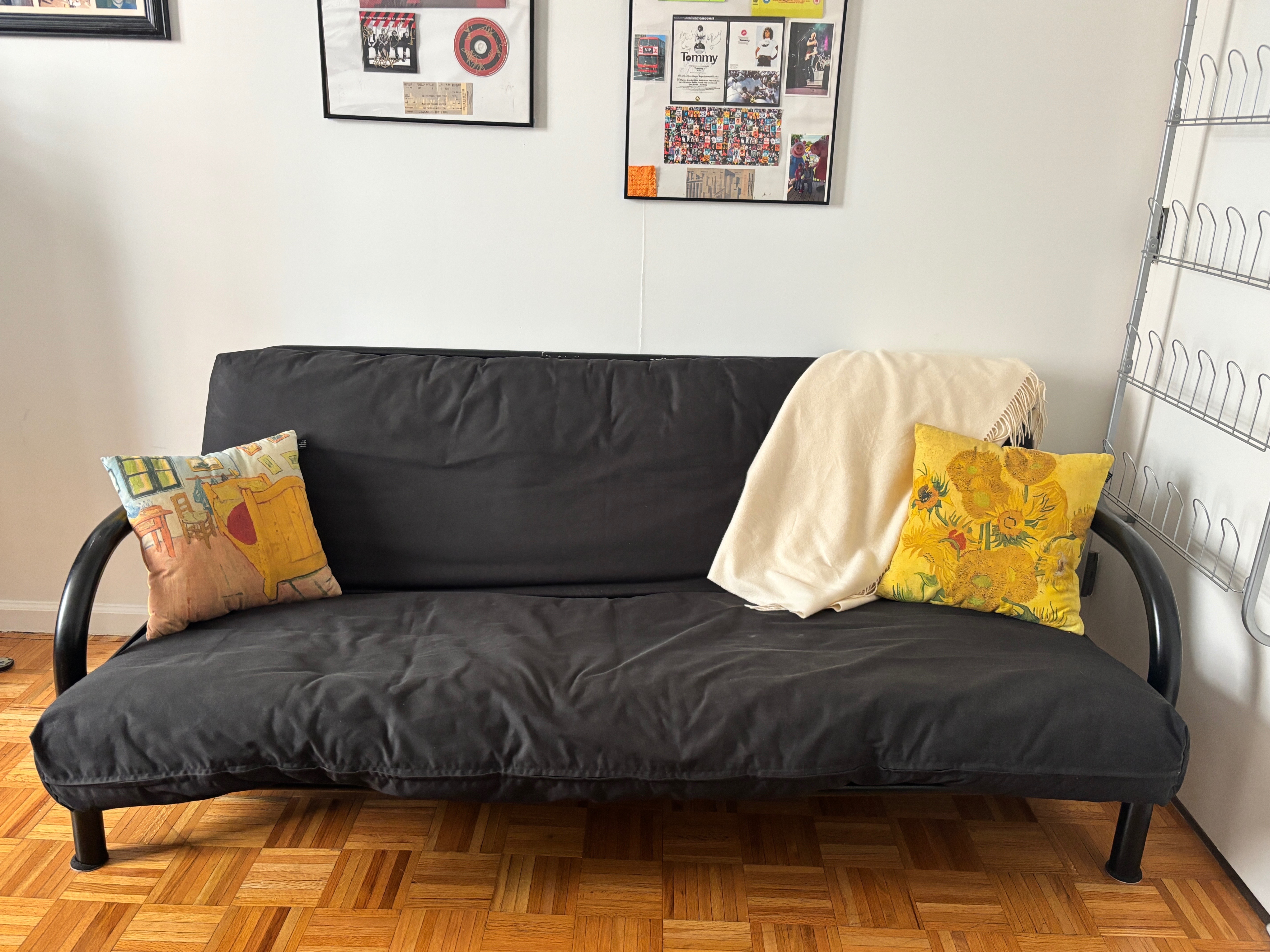 Black Metal Frame Futon / Convertible Sofa Bed - photo 2