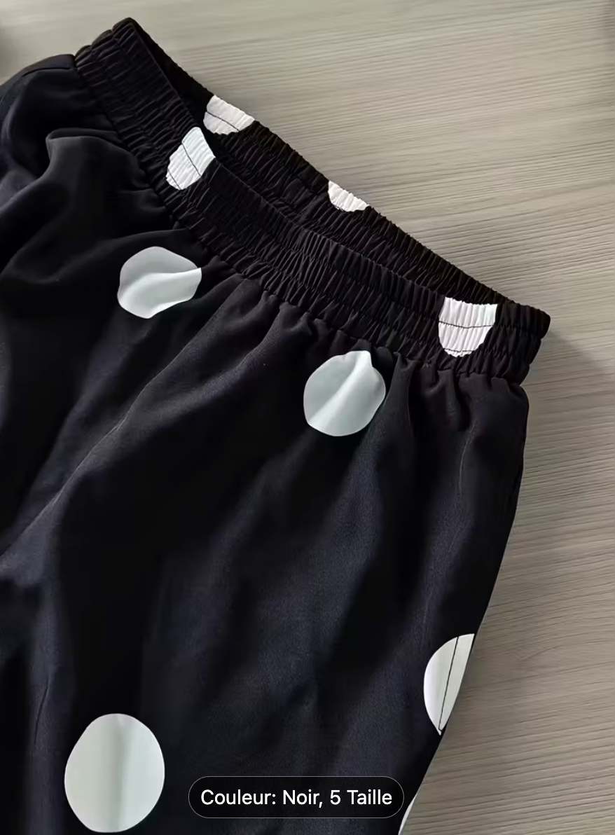 Ensemble 2 pièces Femme à pois noir et blanc XXL - photo 3