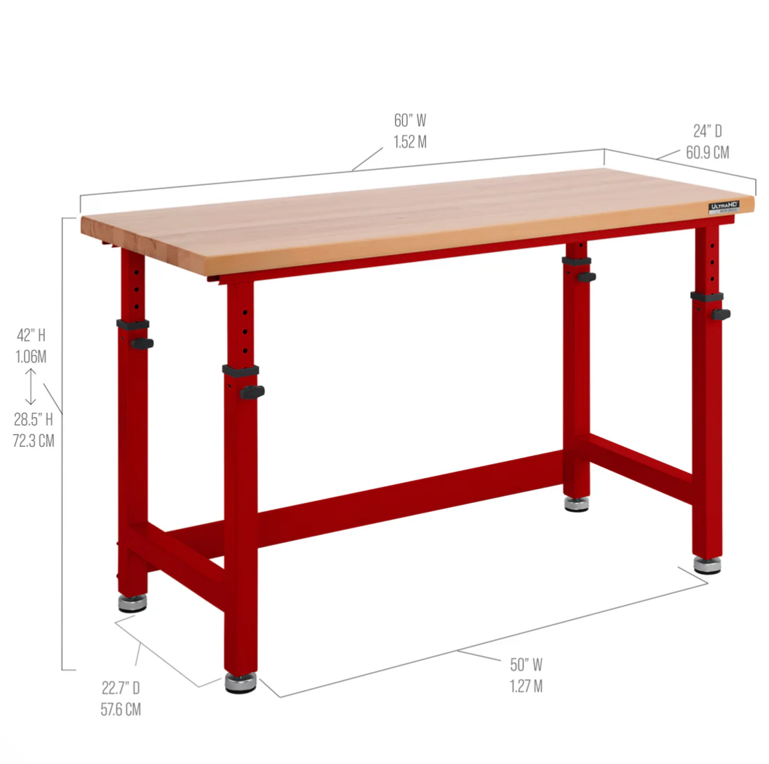 ULTRAHD Seville Classics Workbench - 60" Wide - RED BASE - photo 5