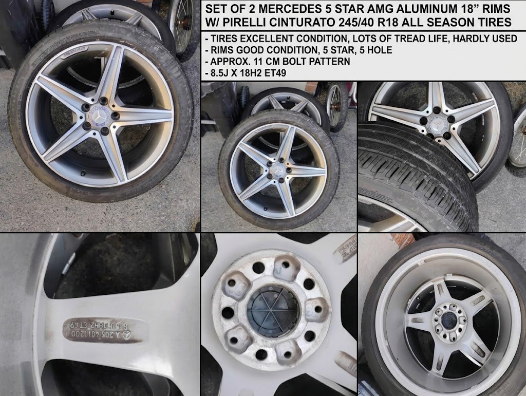 Set of 2 Mercedes 5 Star AMG Aluminum 18" Rims w/ Pirelli