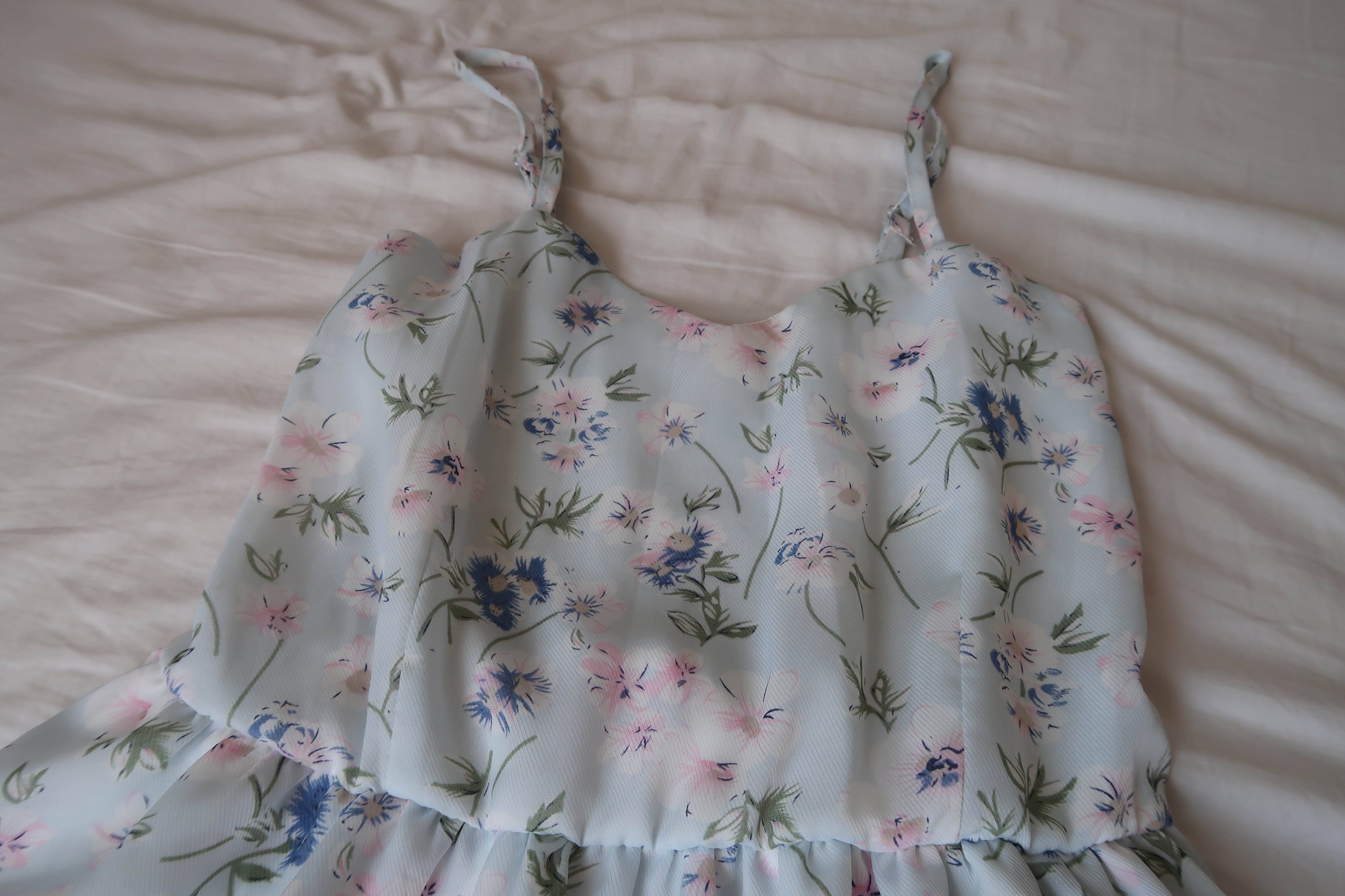 Cute Light Blue Floral Print Mini Summer Dress - photo 4