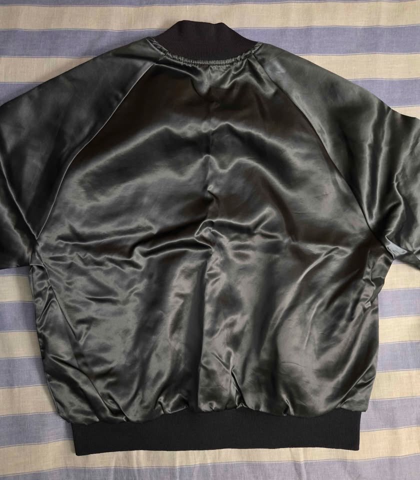 BOMBER JACKET LARGE IN SHINY DARK TEAL COLOURWAY COTTON LINING - photo 4