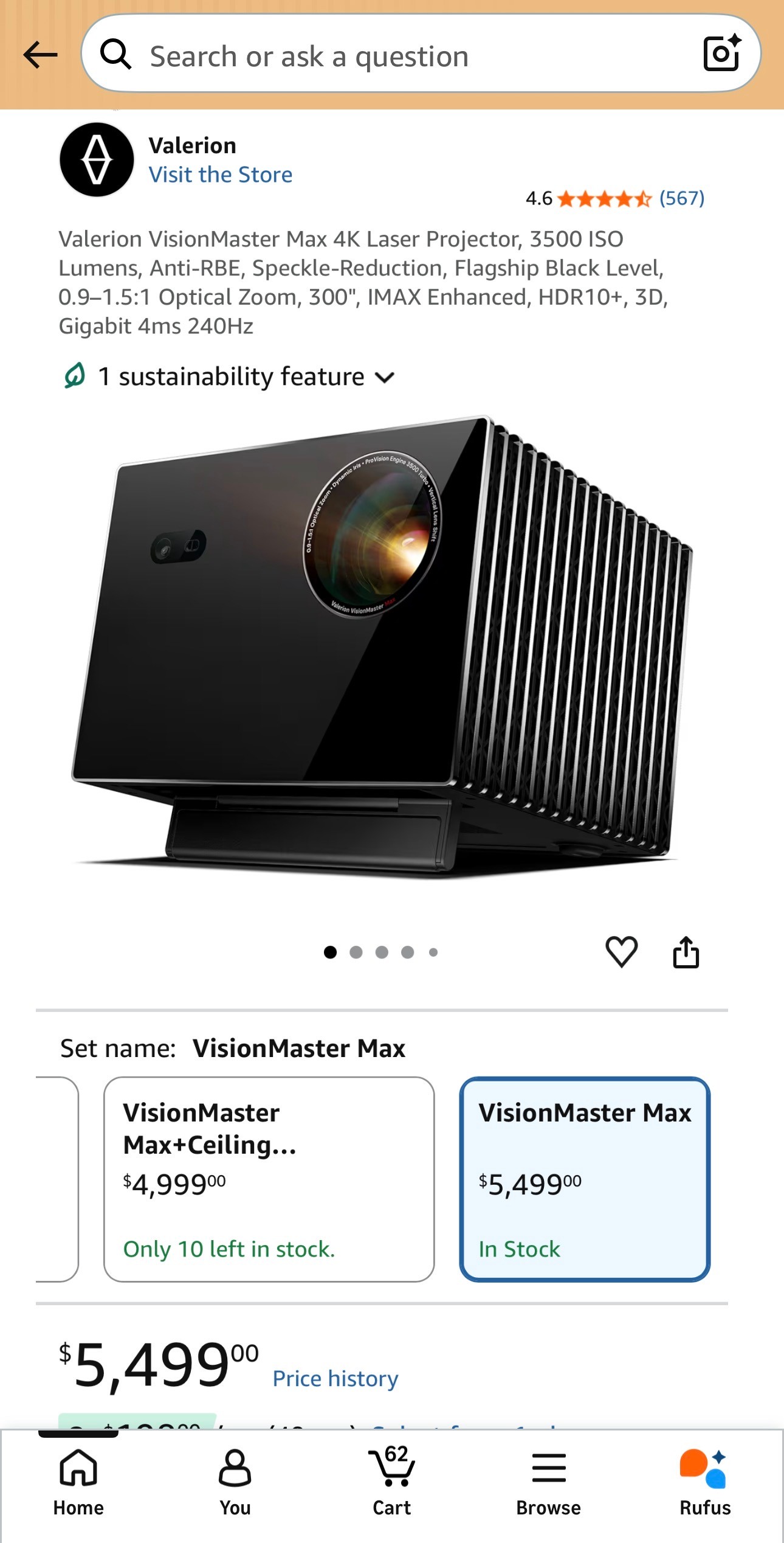 VisionMaster Max Projector Anti-RBE 300" IMAX 240Hz HDR10+ 3D G