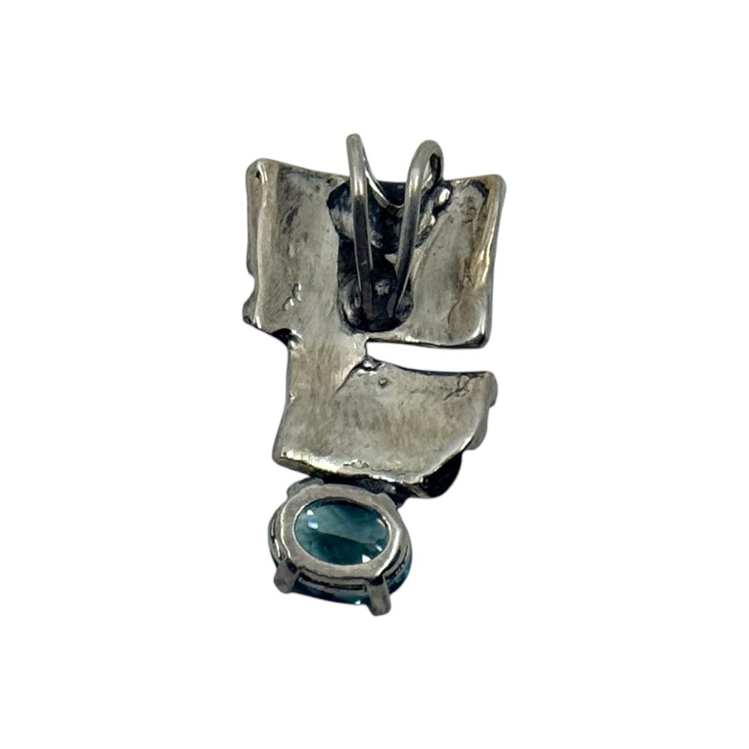 Modernist 925 sterling silver blue topaz pendant - photo 5