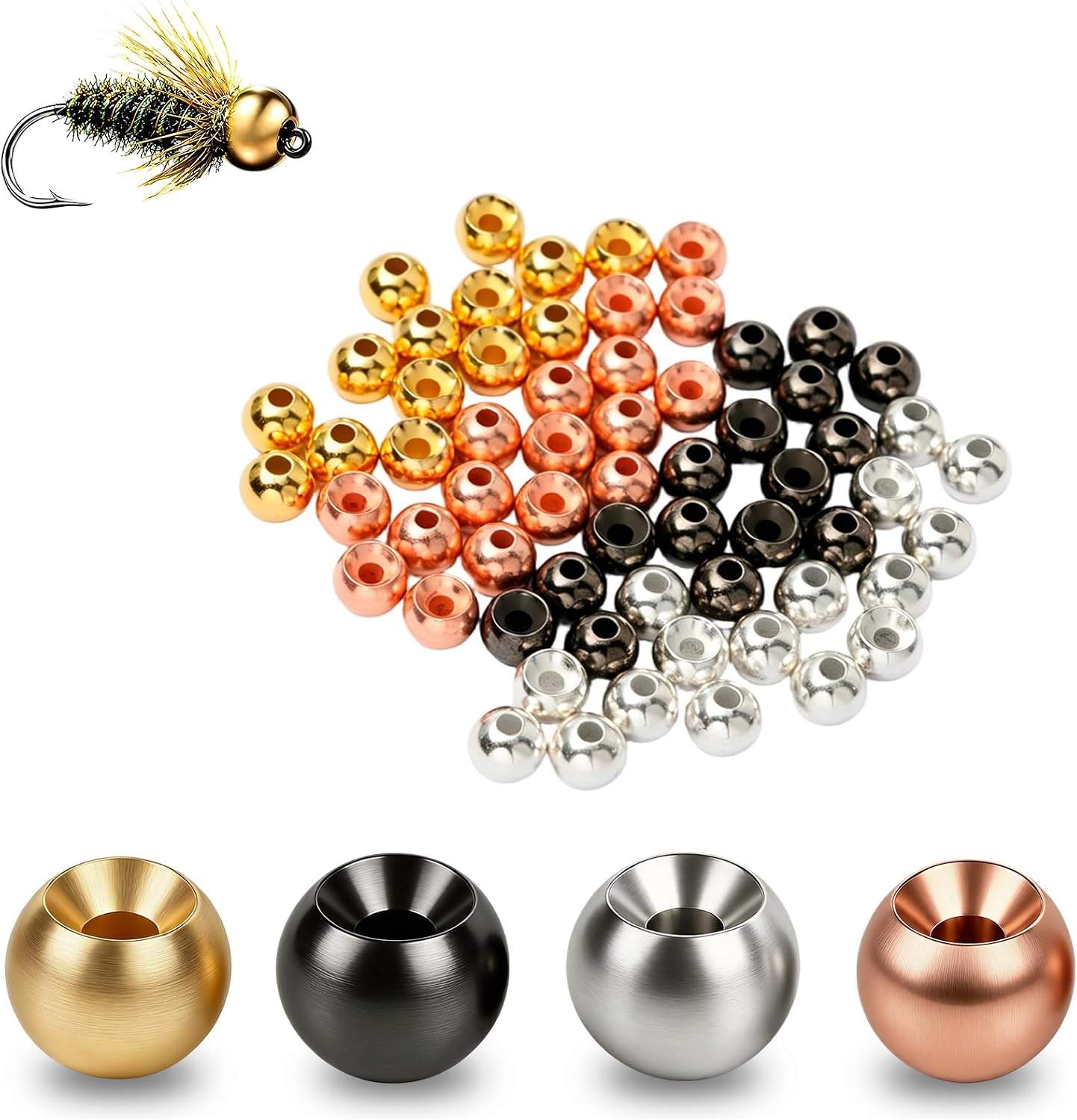 200pcs Tungsten Fly Tying Beads 2.0mm - photo 2