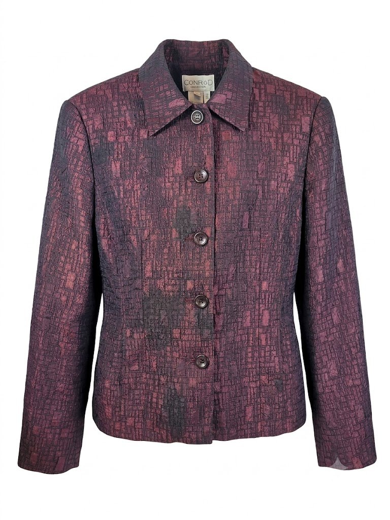 Conrad C Collection Textured Metallic Button Up Blazer Jacket