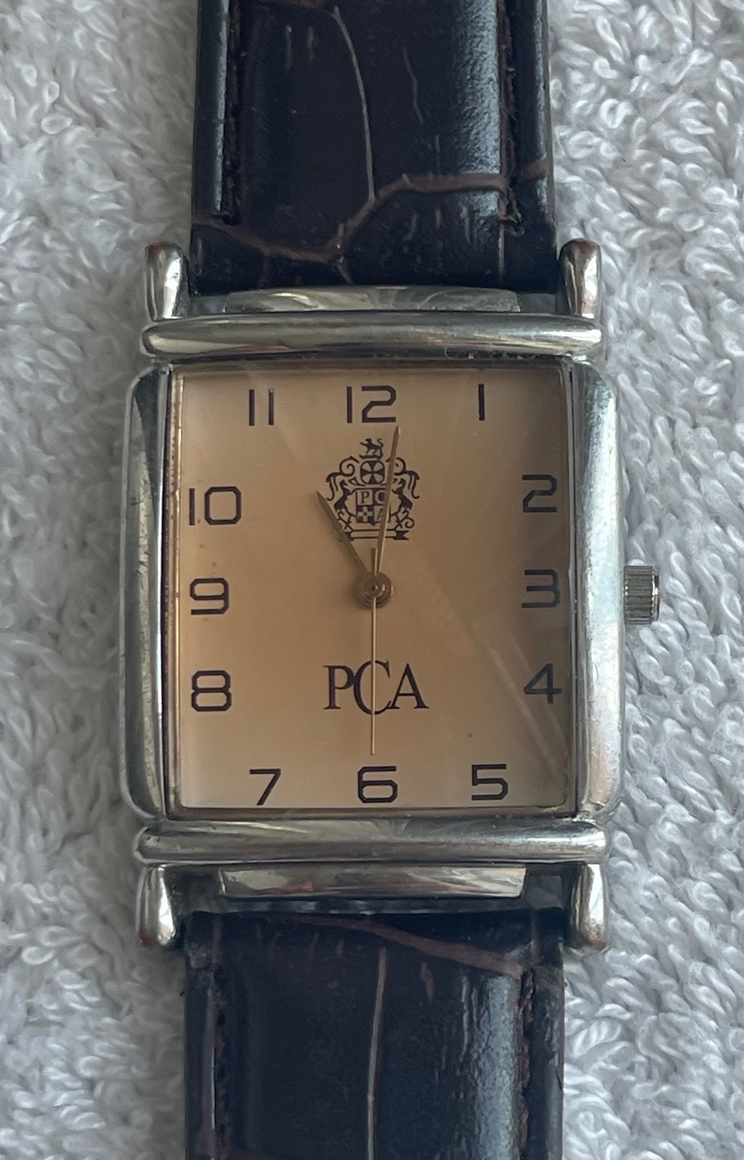 Vintage PCA Rectangular Tank Watch – Dark Brown Leather