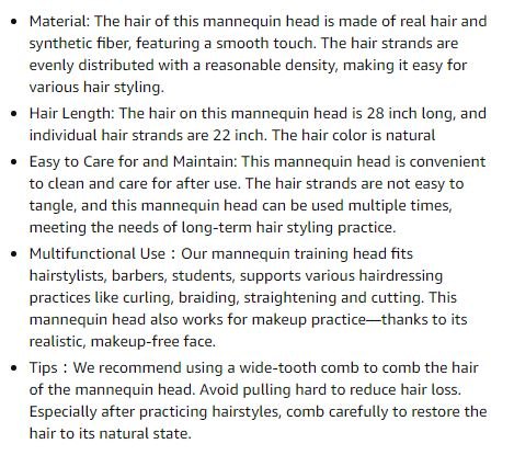 NEW~ 28" 80% Real Hair Mannequin Head Cosmetology - photo 5