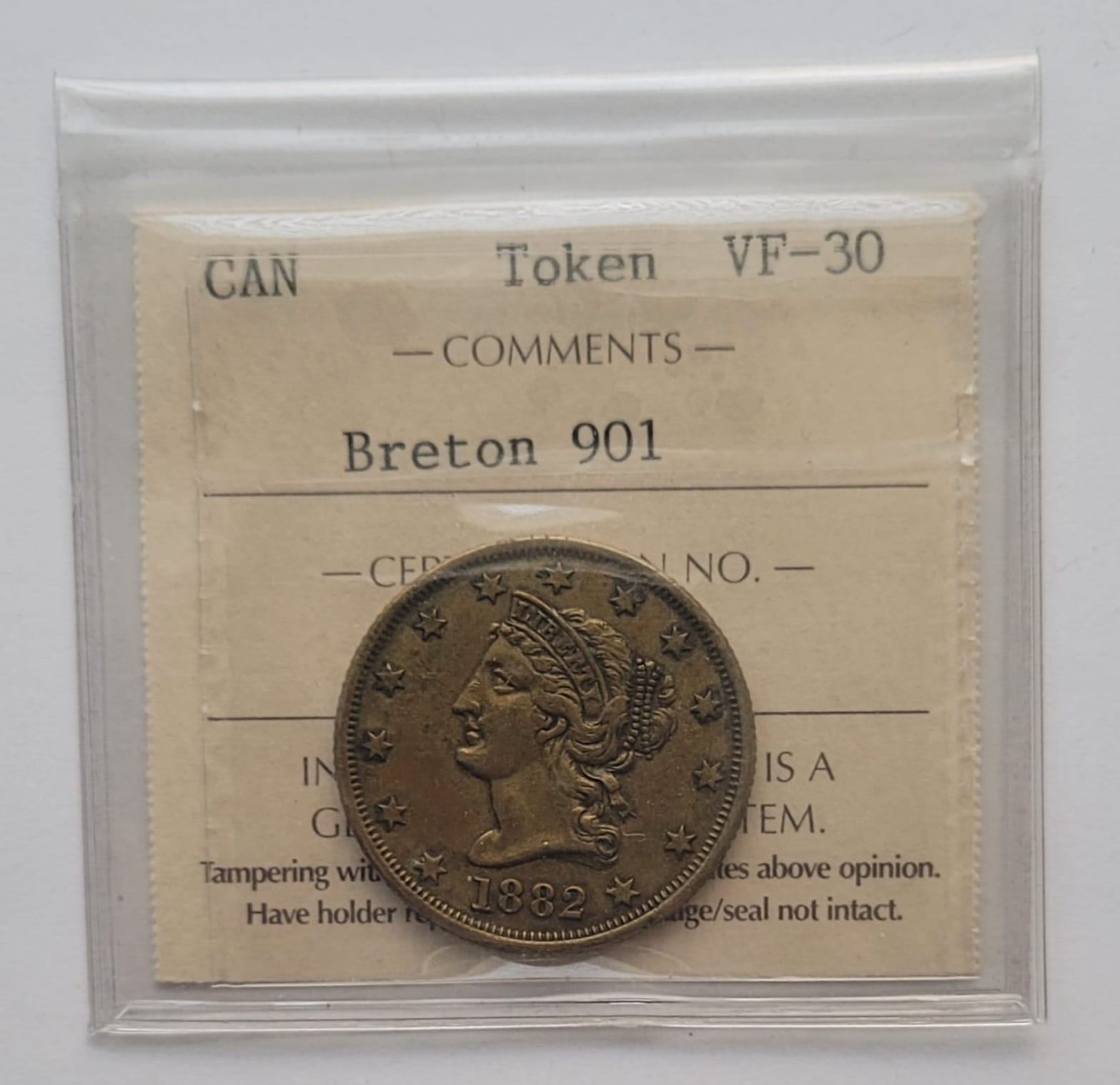 1882 Halifax Blakley & Co. Token – Breton 901 – ICCS VF-30