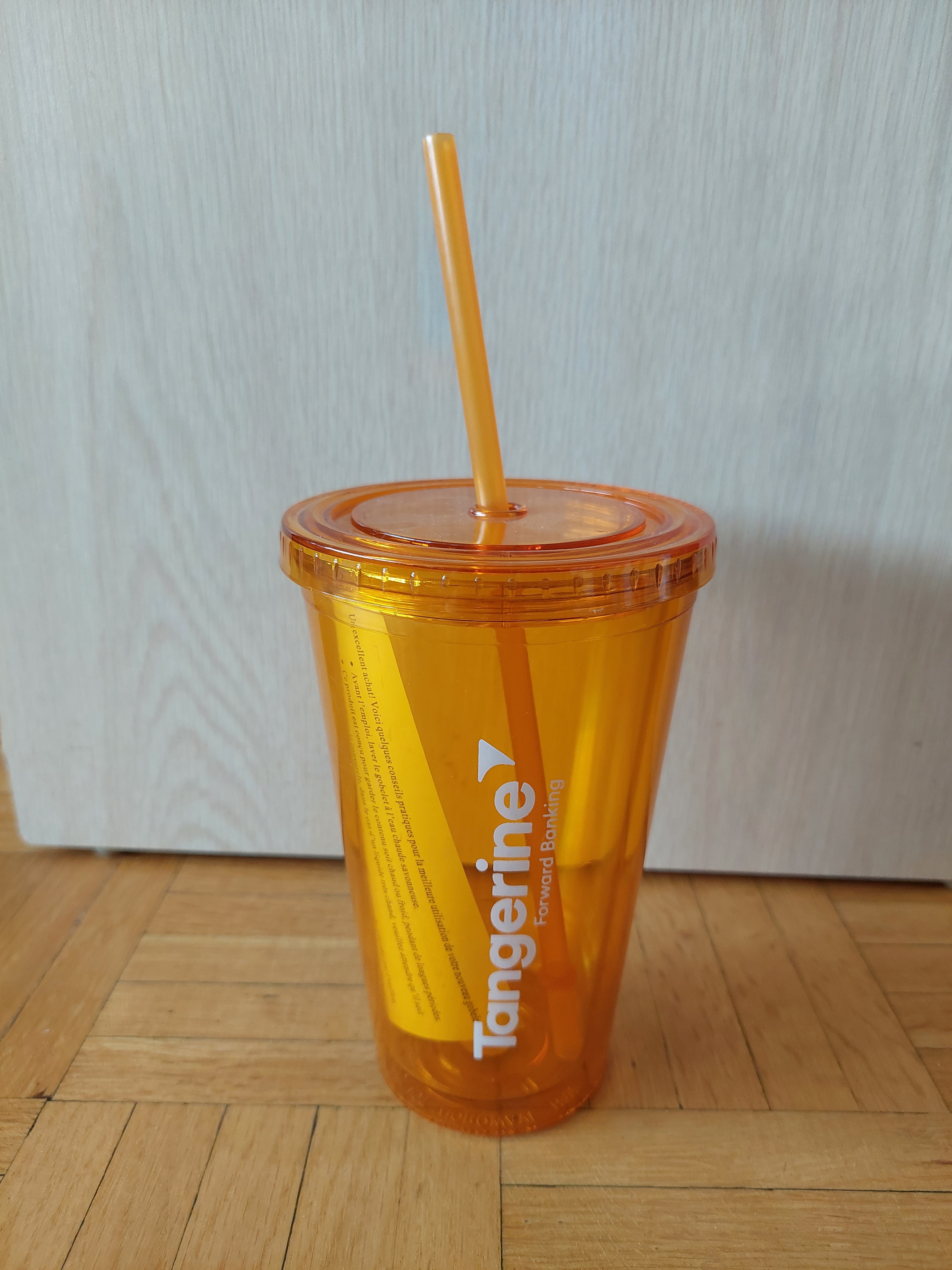 Orange Tangerine Cold Cup Tumbler with Straw Water Drinking