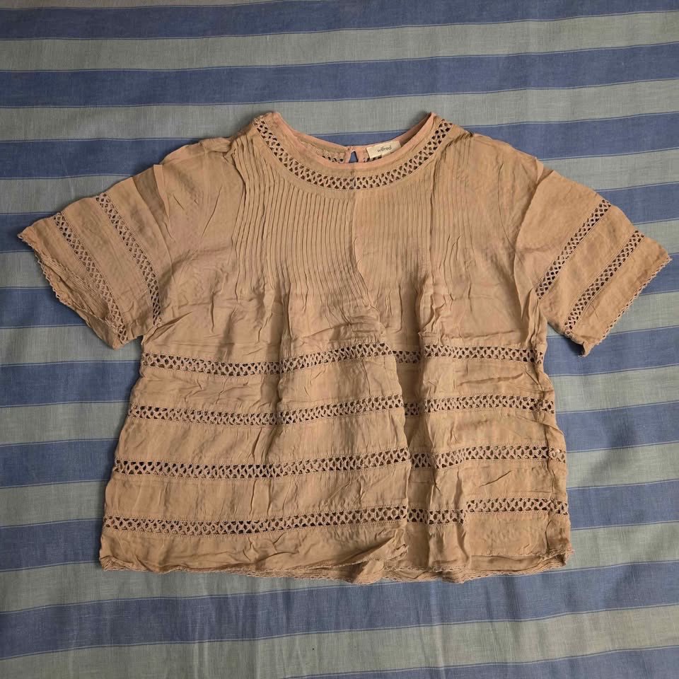 ARITZIA WILFRED BEAUDRY BOHO TOP/BLOUSE DUSTY PINK BEIGE MEDIUM