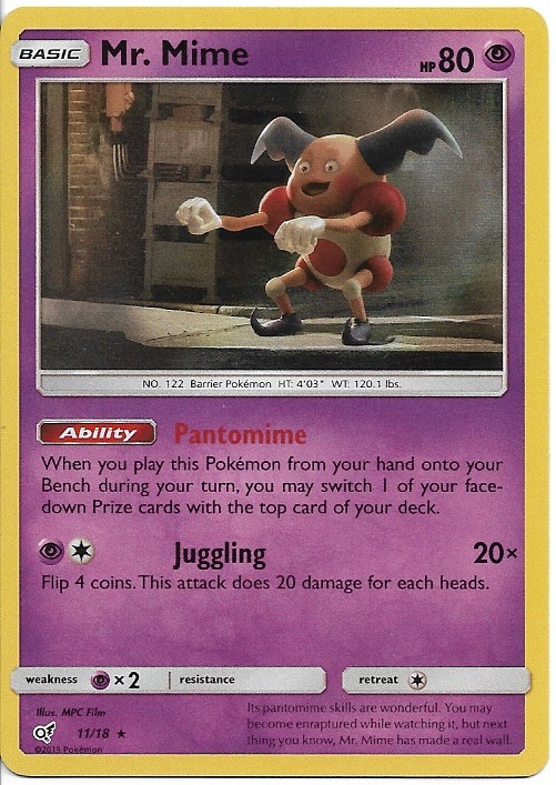 Pokemon Mr. Mime 11/18 Detective Pikachu Holo LP