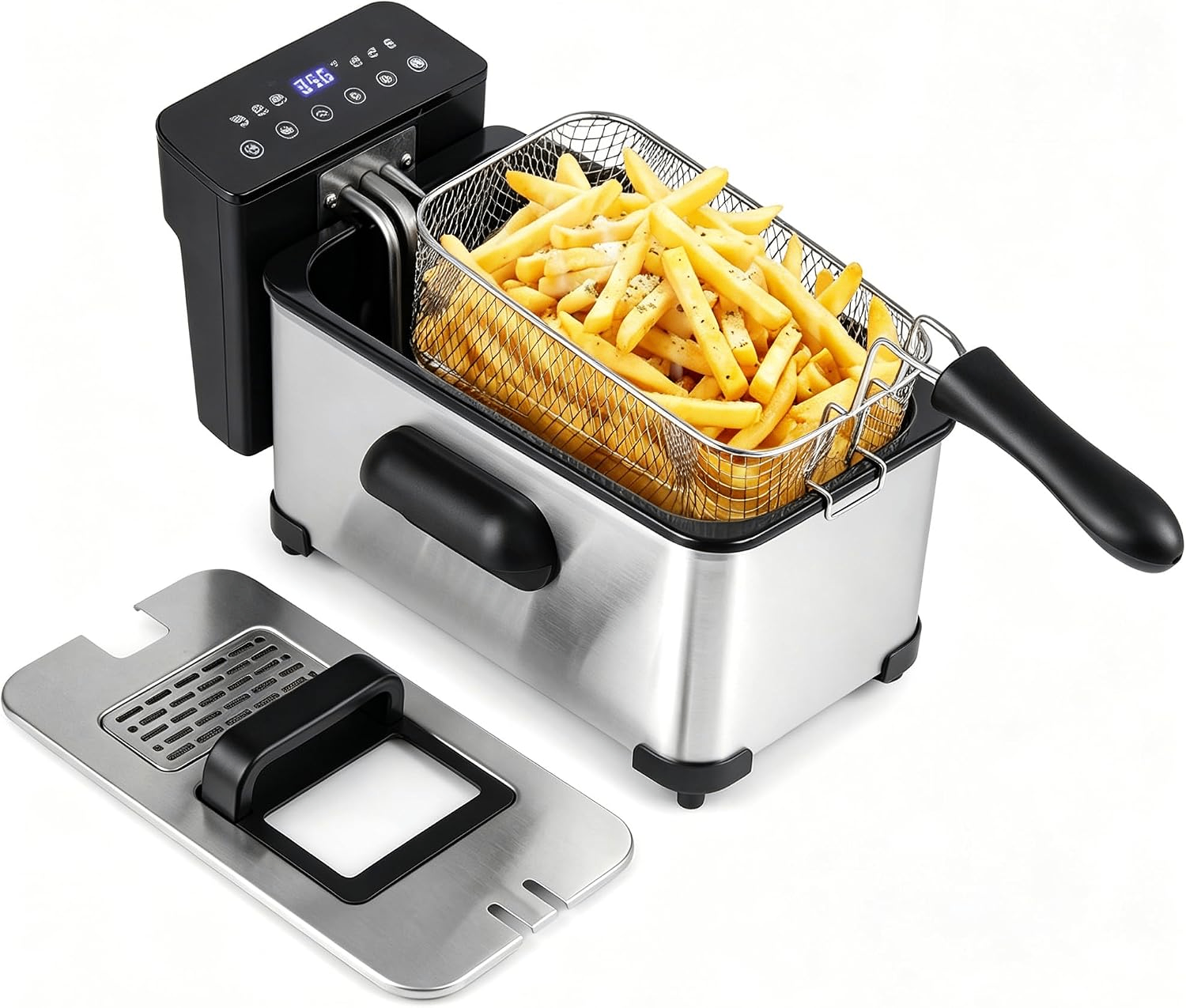 Stainless Steel Electric Deep Fryer with Digital Touch Screen
