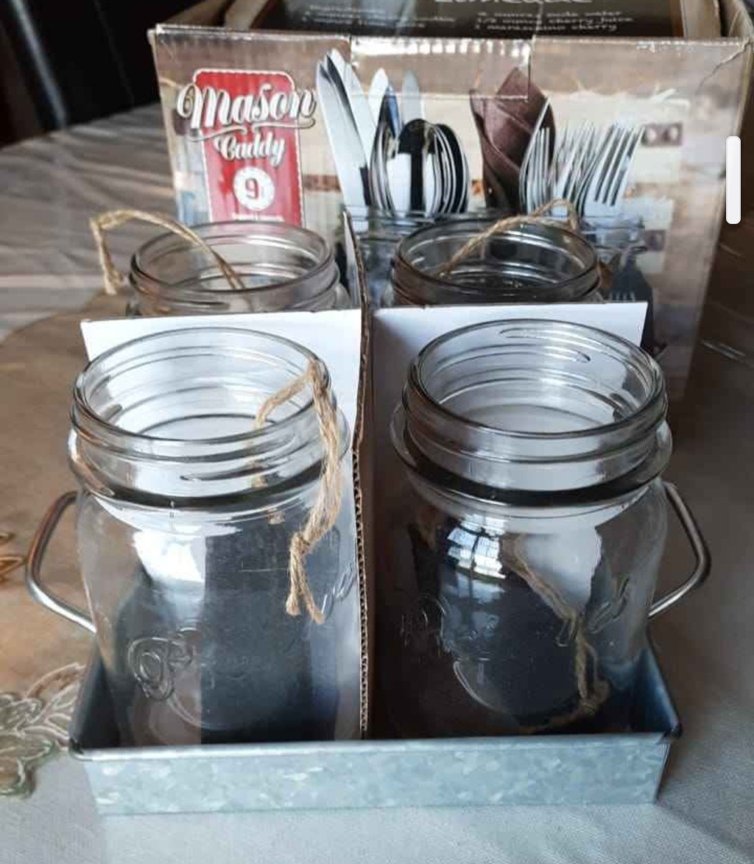 Mason Caddy Flatware Tray with 4 Jars and 4 hanging chalkboards - photo 4