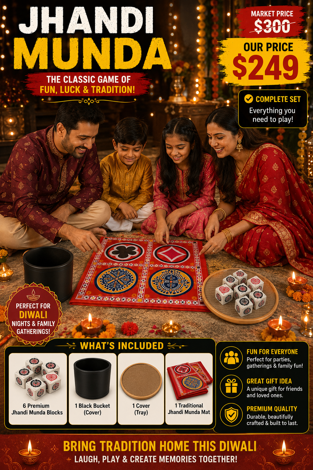 Jhandi Munda Traditional Family Dice Game Set - photo 2