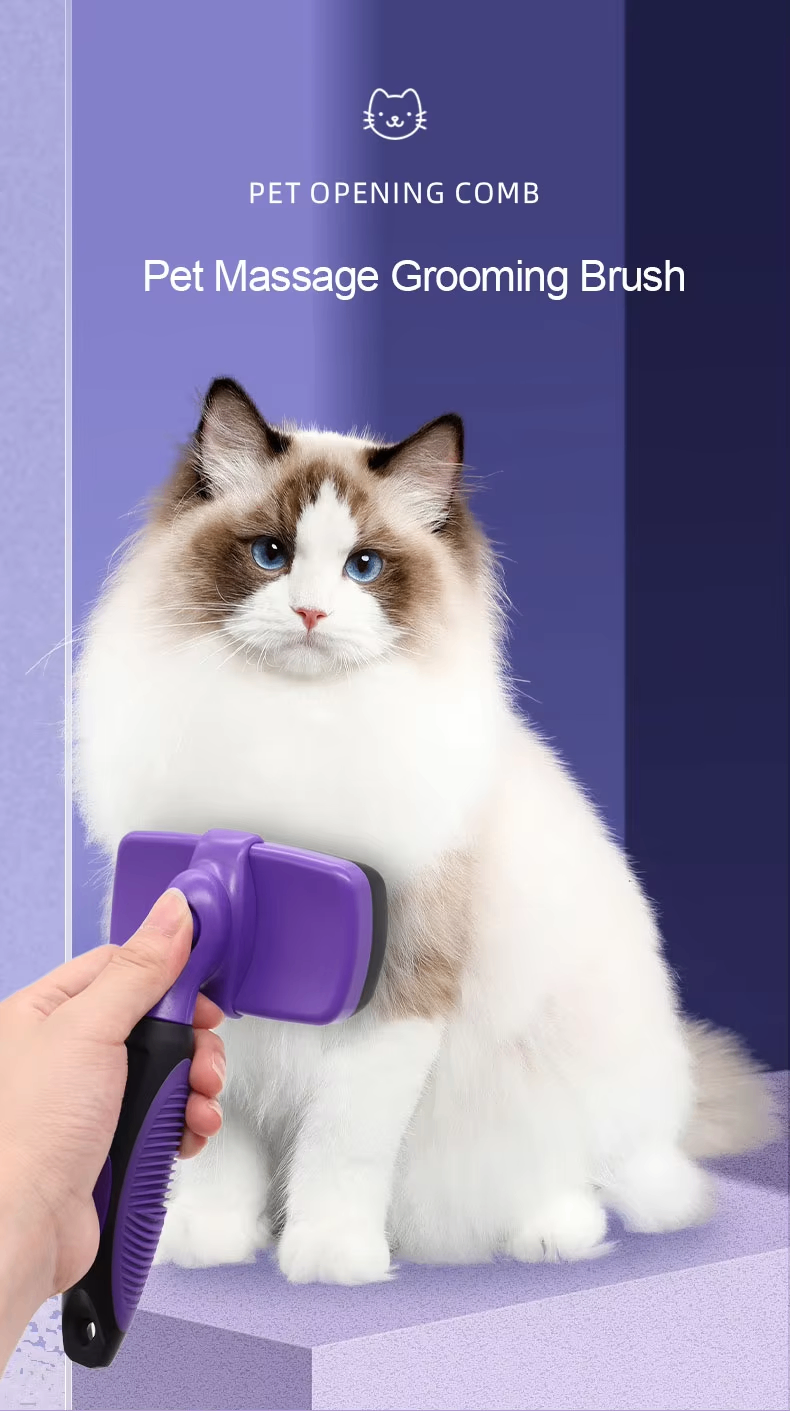 Pet Massage Grooming Brush with Self-Cleaning Button - photo 5