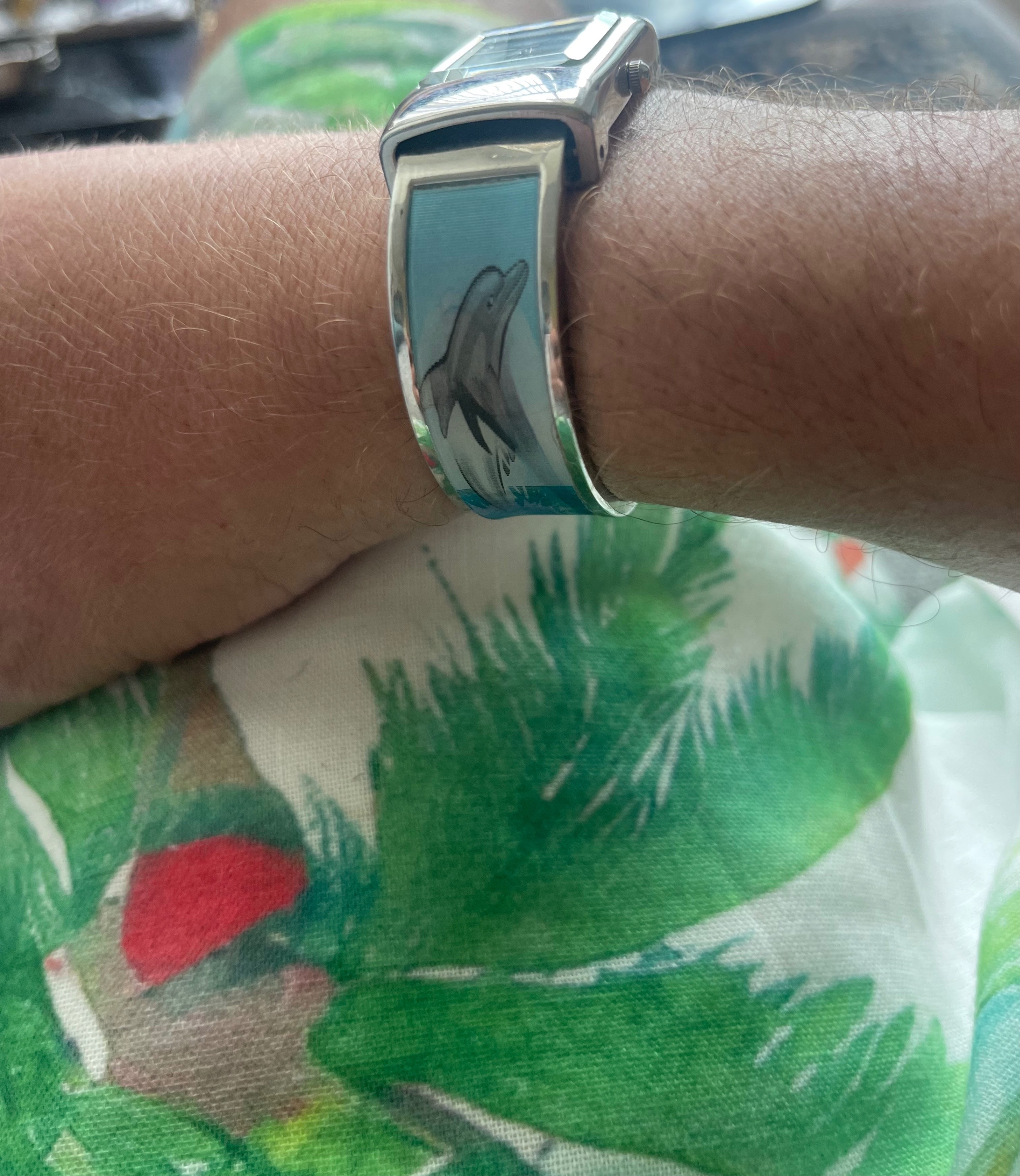Vintage Y2K 3D Hologram Dolphin Bangle Watch (Needs Battery) - photo 3