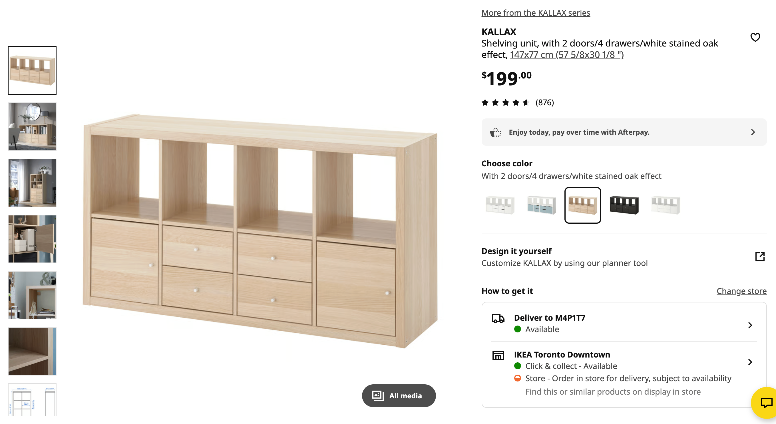 Ikea KALLAX Shelving Unit, with 2 doors/4 drawers/white
