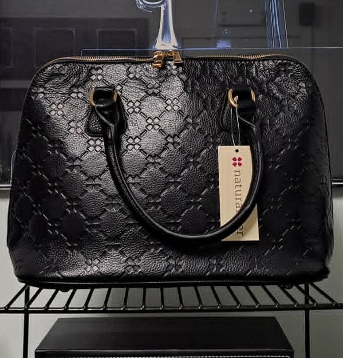 New Naturalizer Black Genuine Leather Satchel Handbag+Free Strap - photo 3