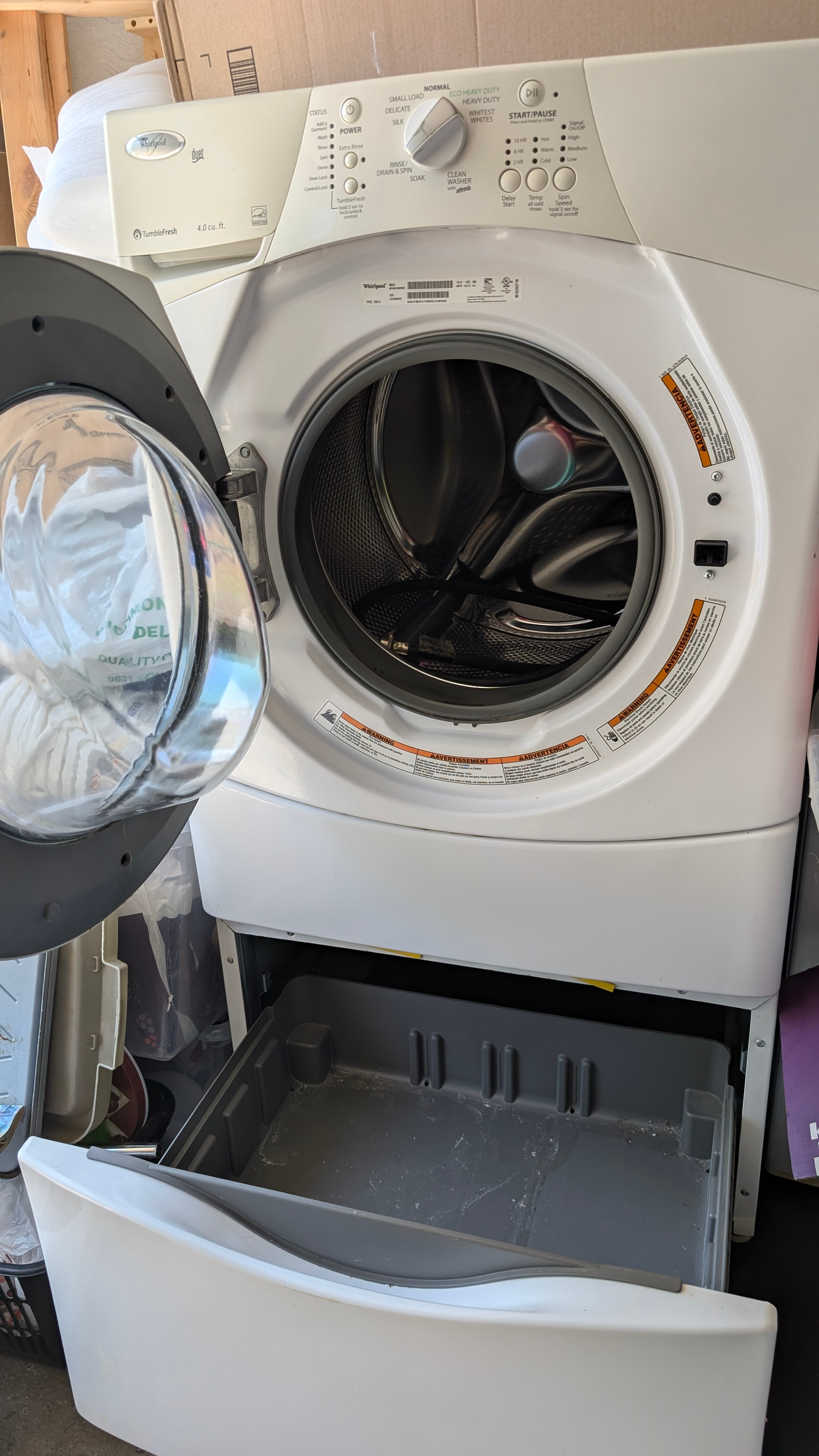 AS IS front-loading Whirlpool TumbleFresh 4.0 cu washer+pedestal - photo 4
