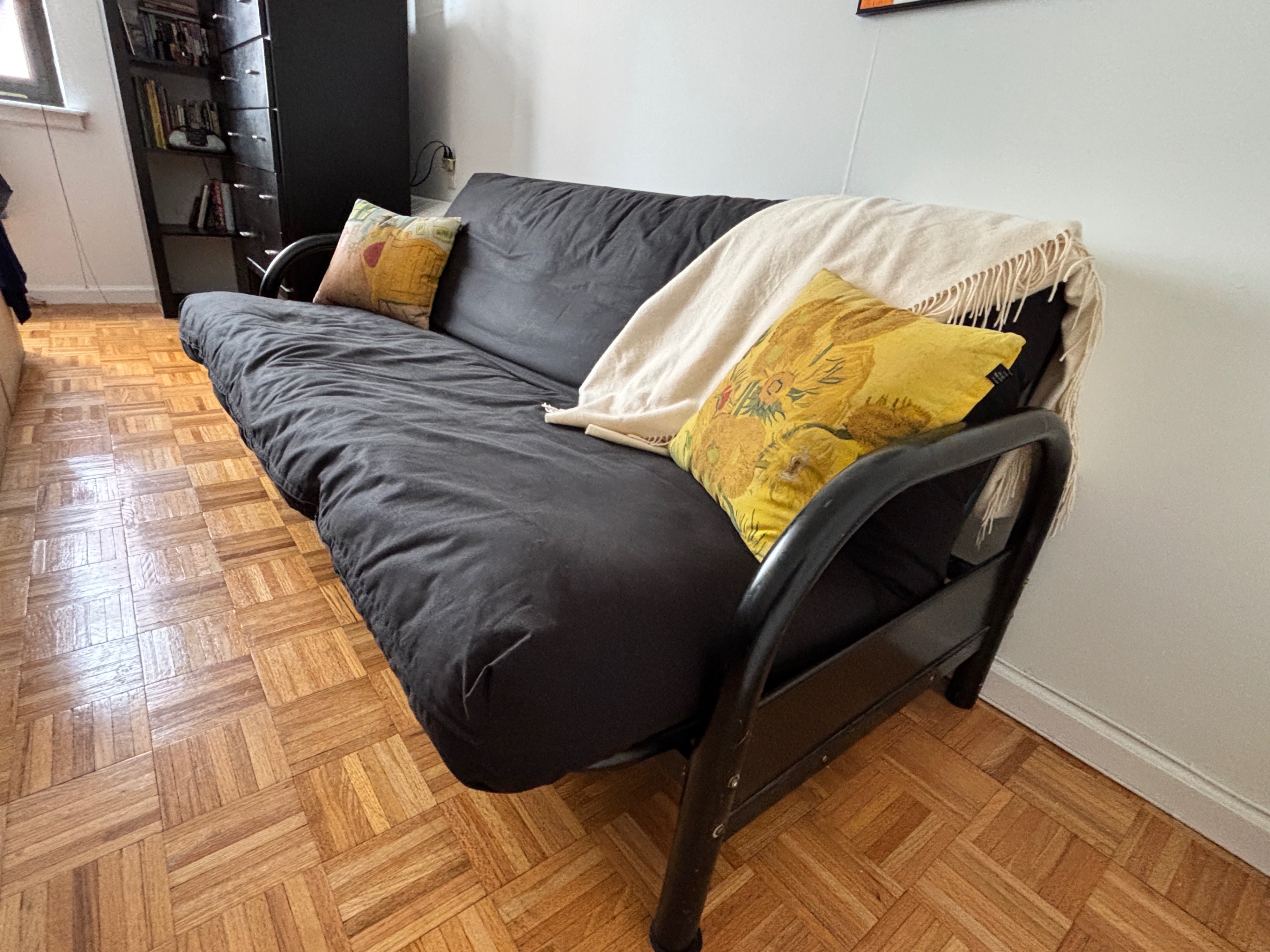 Black Metal Frame Futon / Convertible Sofa Bed - photo 3
