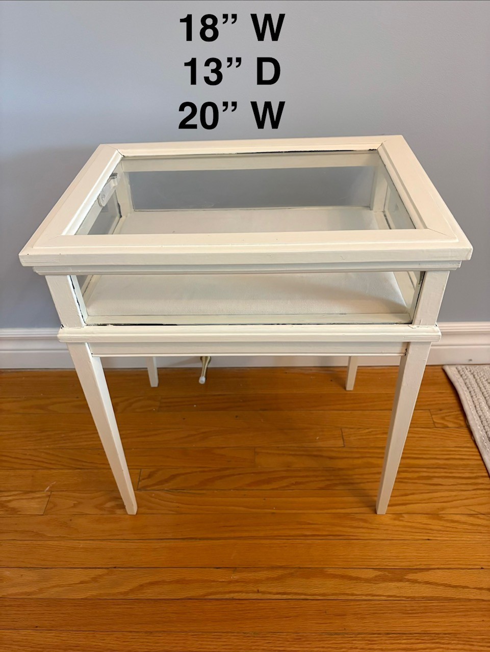 White Display Table with Glass Top