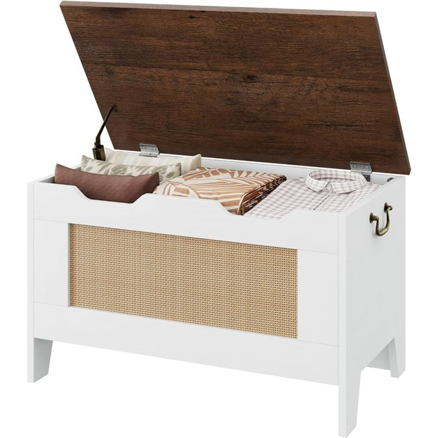 Rattan Toy Chest 30" Kids Wood Large Toy Box, Storage Bench - photo 2