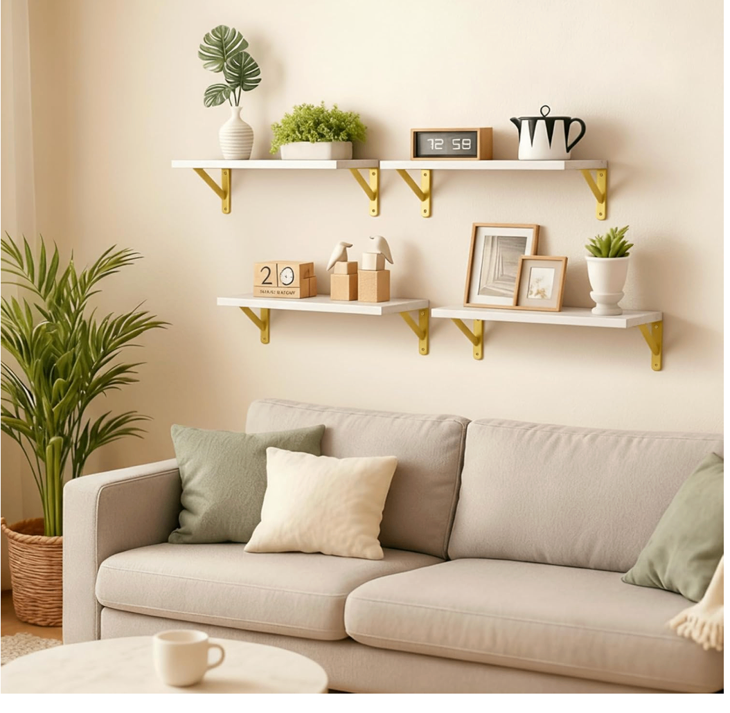 NEVER USED White Wood Wall Floating Shelves Set of 4, 16.5 Inch) - photo 2
