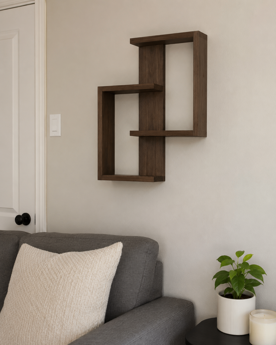 Modern Wooden Floating Shelf – Handcrafted Solid Wood Design - photo 3