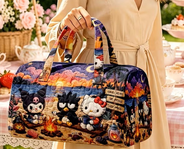 Sanrio 2D Quilted Bag/Kuromi-Hello Kitty & Badtz-Maru-BRAND NEW - photo 5