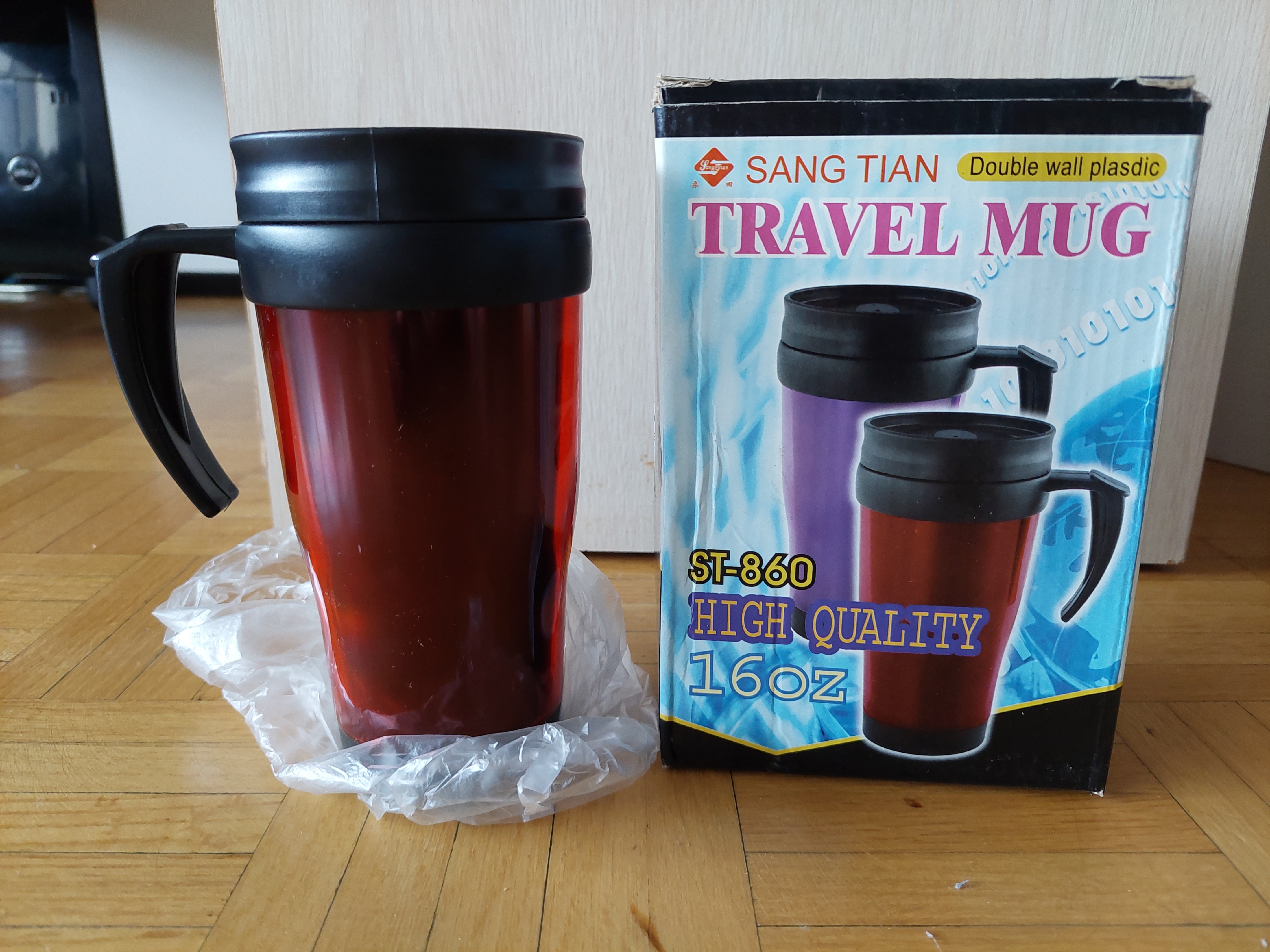 Red Travel Mug Tumbler 16oz Double Wall Insulation - photo 2