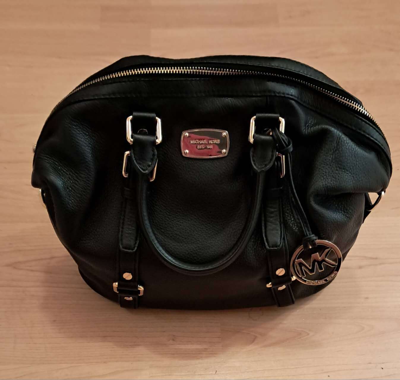 Michael Kors black pebbled leather handbag