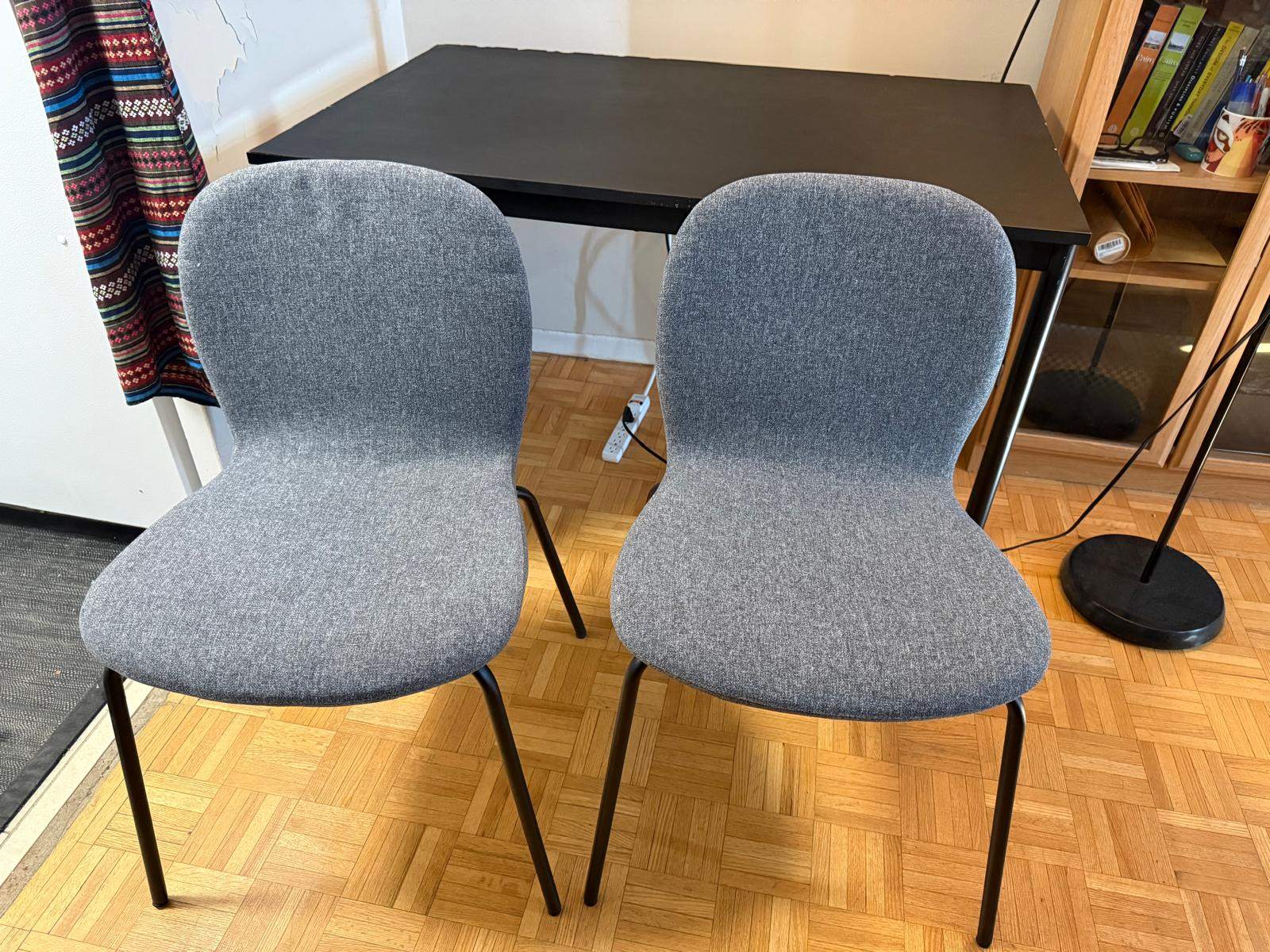 IKEA SANDSBERG Table & Two Grey KARLPETTER Chairs