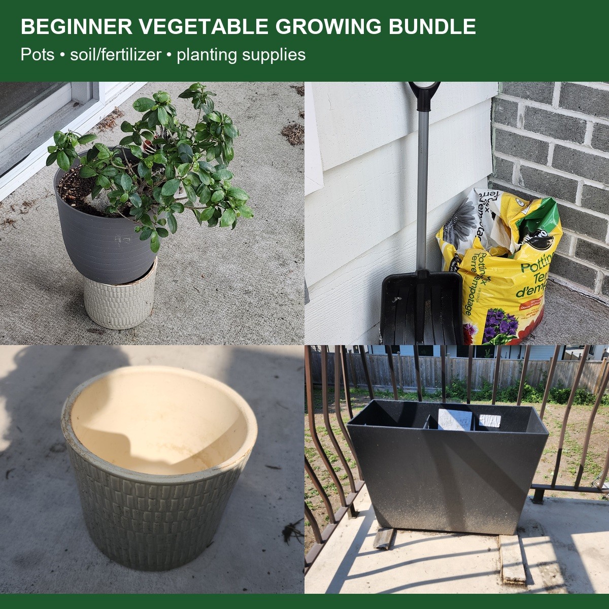 Beginner Vegetable Growing Bundle - Pots, Soil & Fertilizer