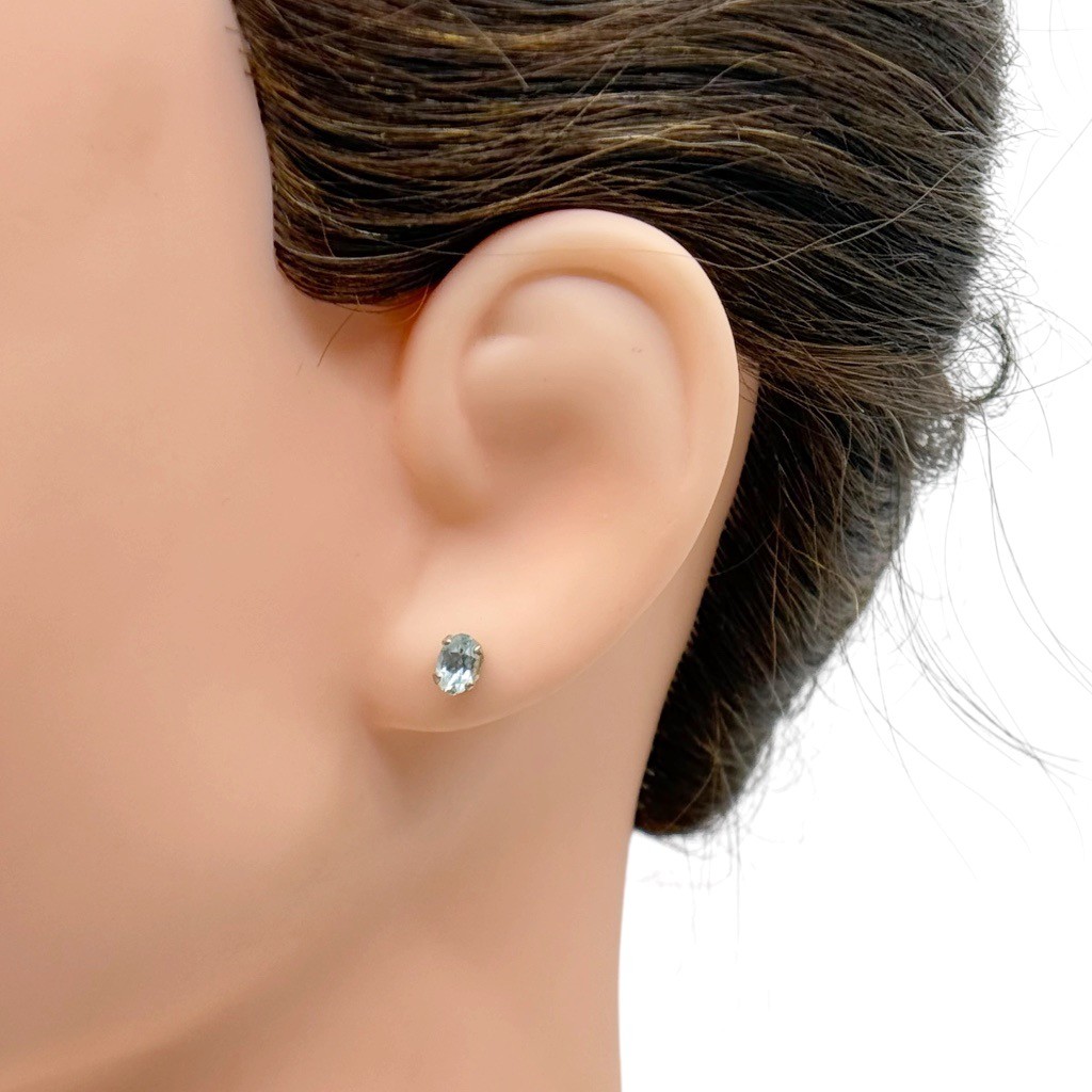 Sterling silver blue topaz stud earrings - GM1009 - photo 4