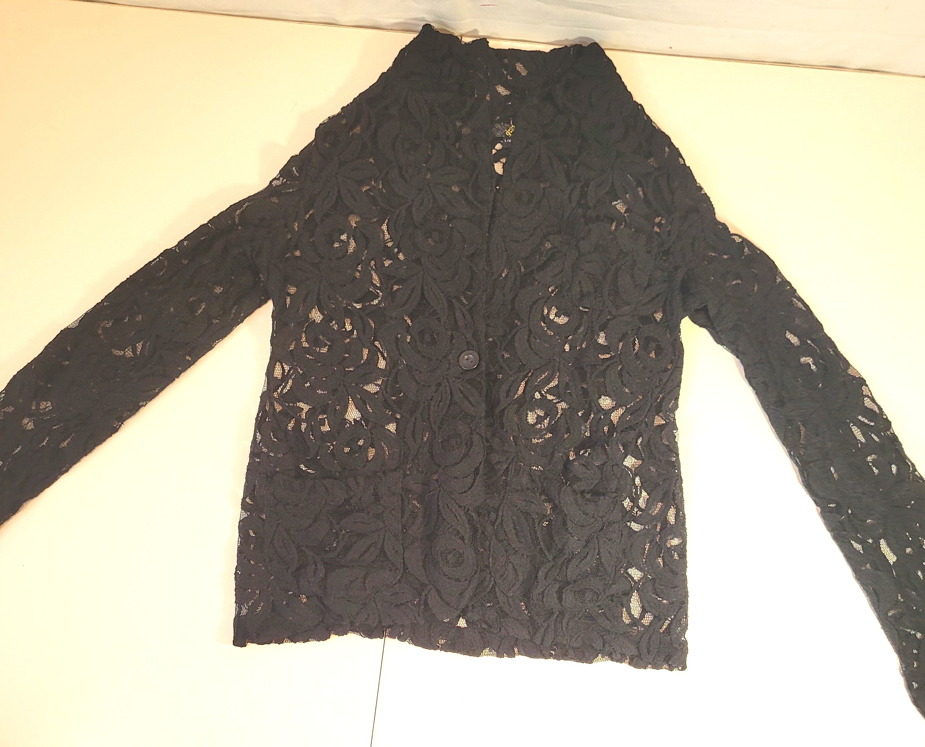 g:21 George Black Floral Lace Single-Button Blazer Jacket Size L - photo 2