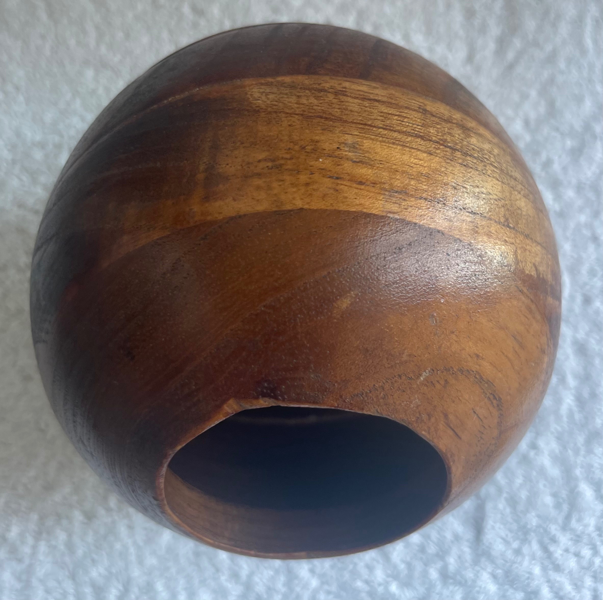 Vintage Mid-Century Modern Wooden Spherical Tilt Bowl - photo 3