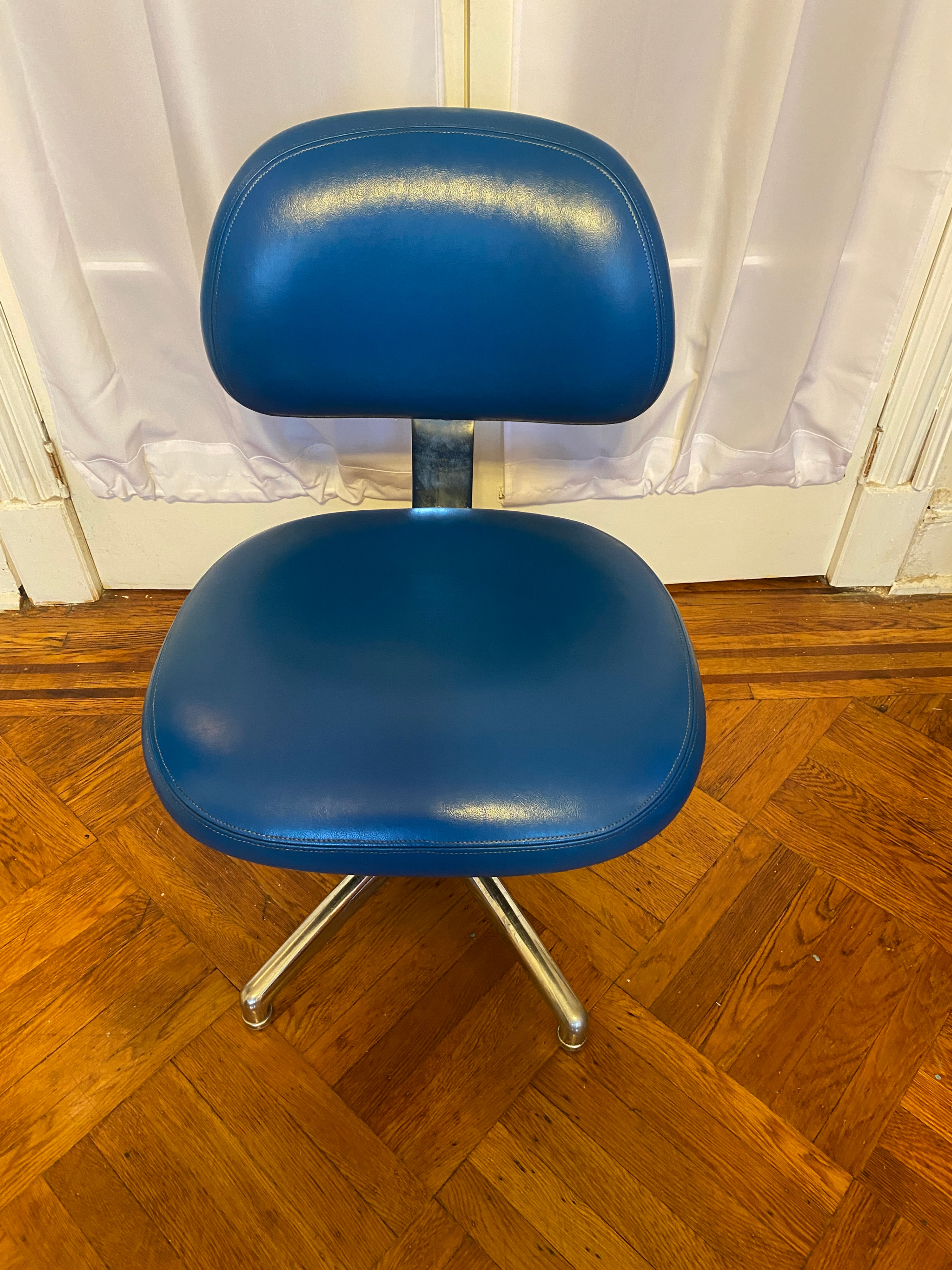 Vintage Blue Shaw Walker Industrial Swivel Chair