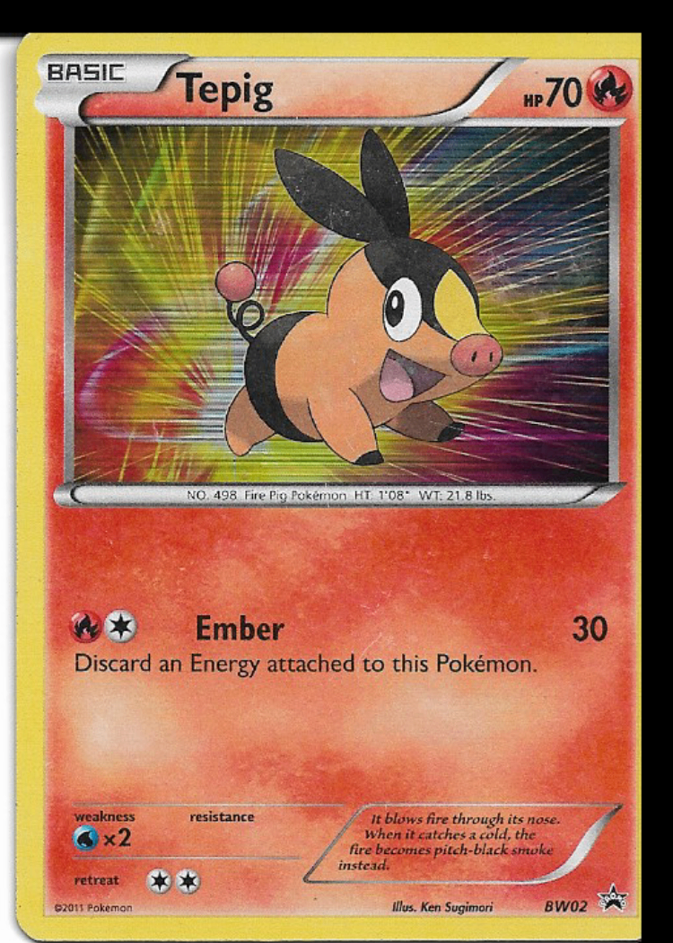 Pokemon Tepig BW02 Black Star Promo Holo LP