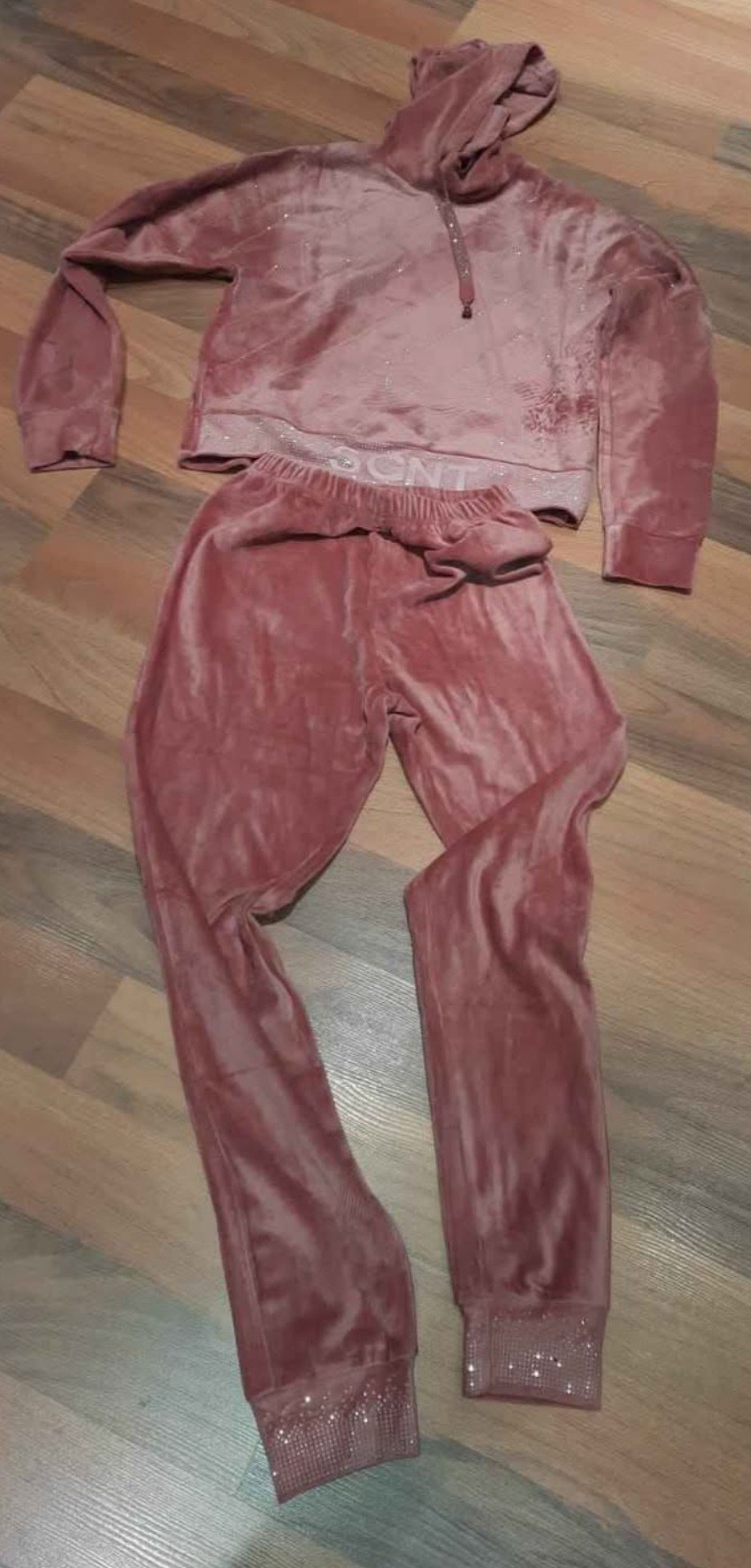 SGNT Pink Velvet Tracksuit Hoodie & Sweatpants Set