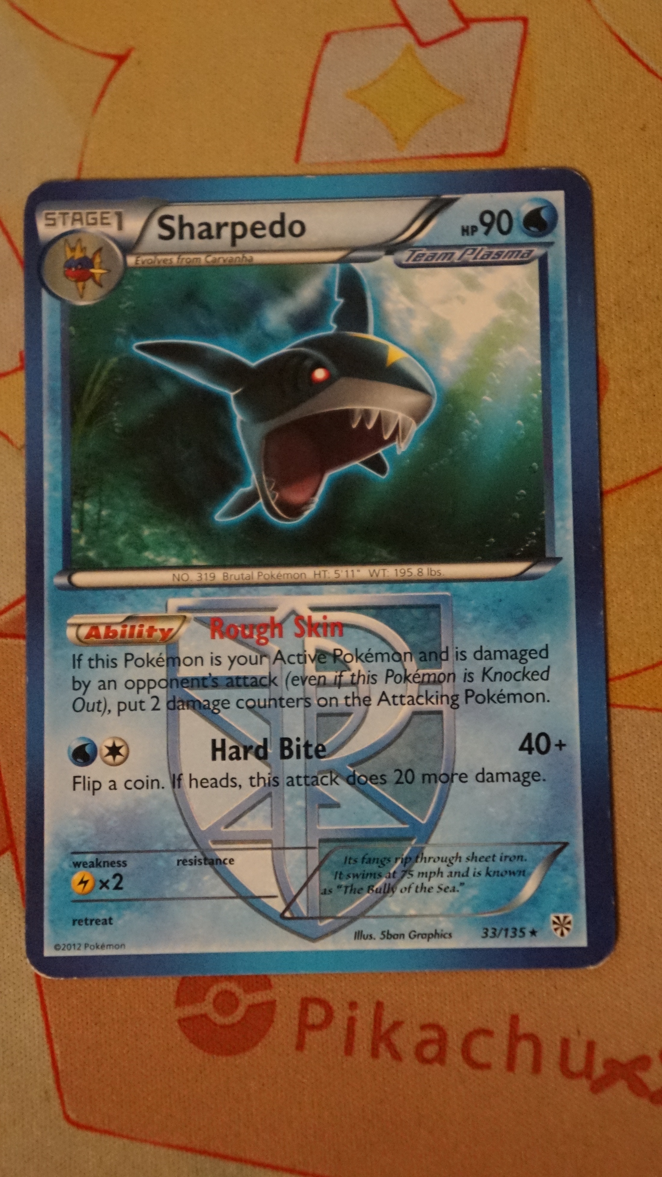Pokemon Sharpedo 33/135 Plasma Storm Non-Holo LP - photo 3