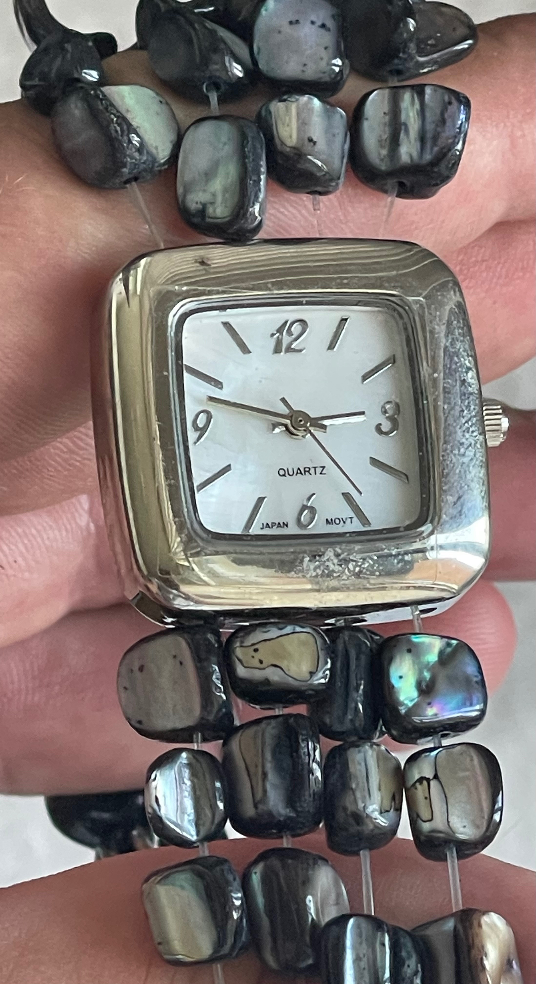 Accutime Abalone Shell Stretch Watch PN-121 (Needs Battery) - photo 2