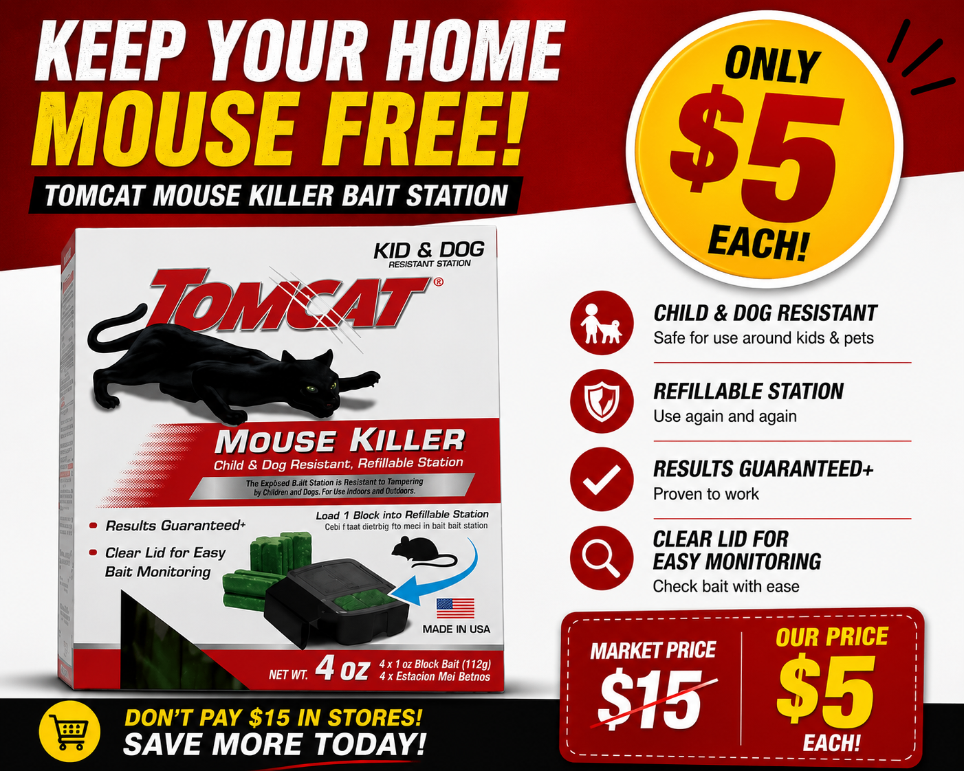 Tomcat Mouse Killer Bait Station | Retail $15 | Only $5 Each | - photo 3