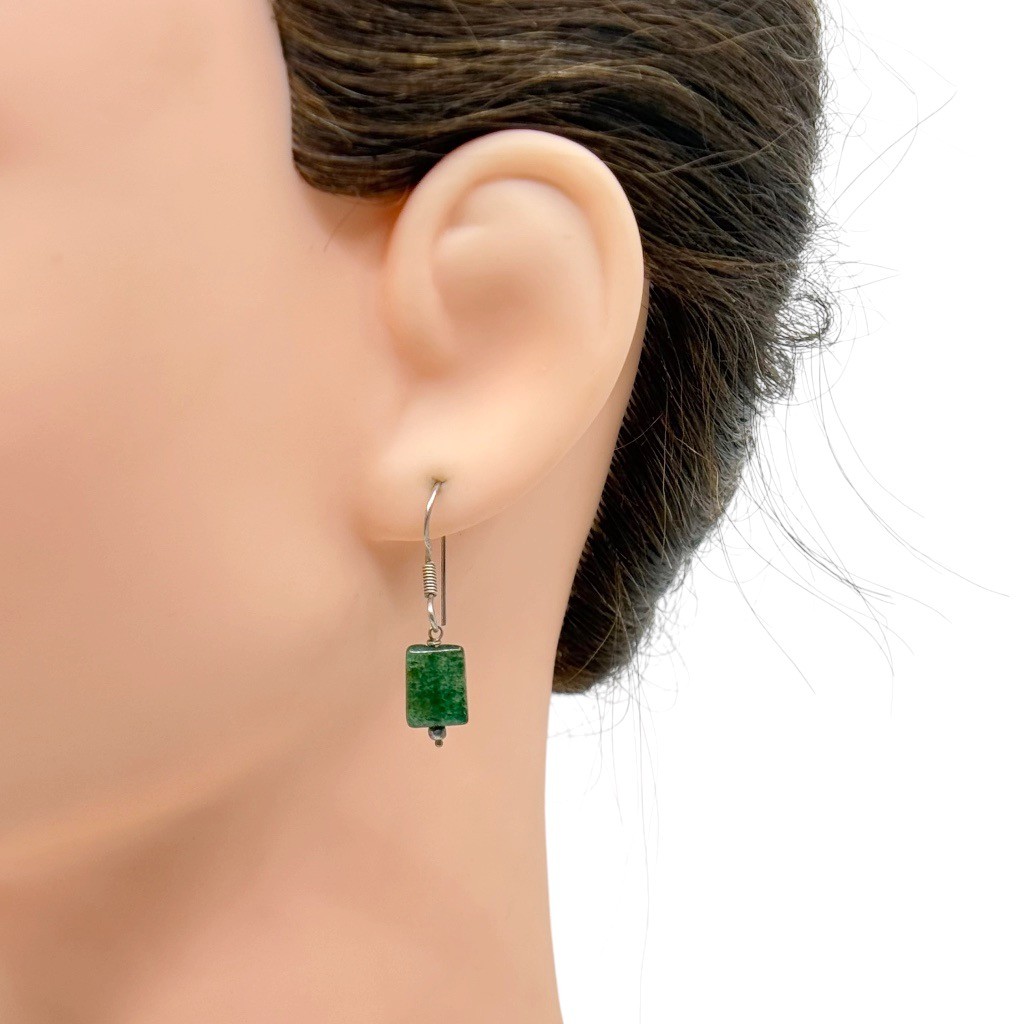 Sterling silver aventurine bead drop earrings - photo 4
