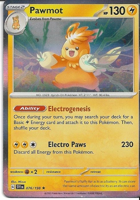 Pokemon Pawmot 076/198 Scarlet & Violet Base Holo LP
