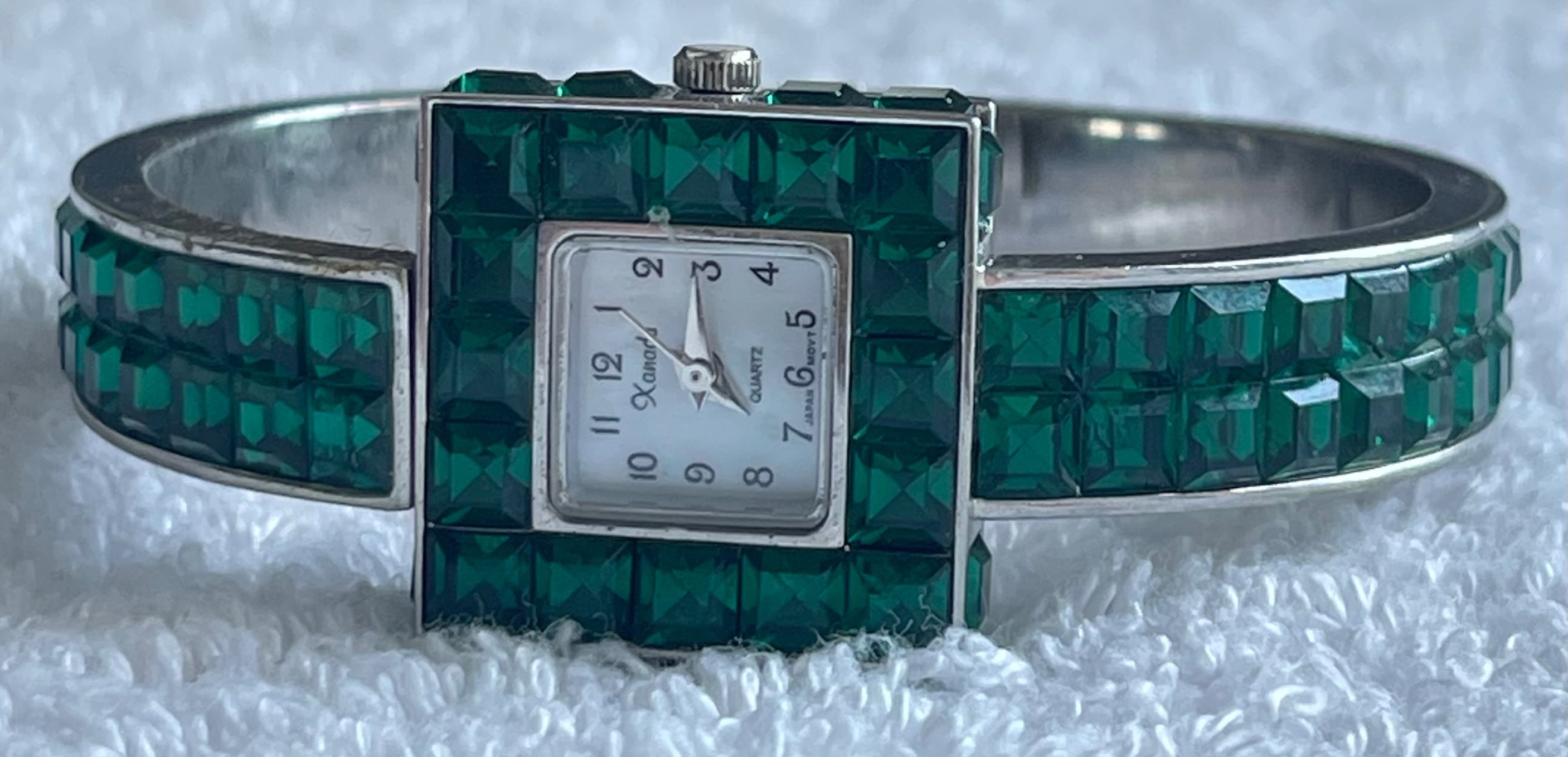 Vintage Xanadu Emerald Green Bangle Watch (Needs Battery)